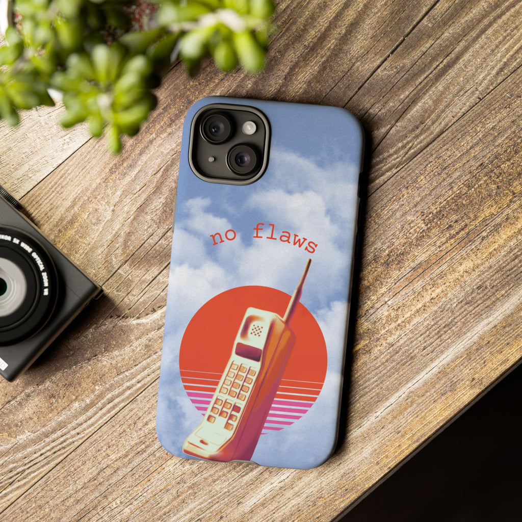 Retro “No Flaws” Phone Tough Case — Vintage 90s Aesthetic Protective Phone Case