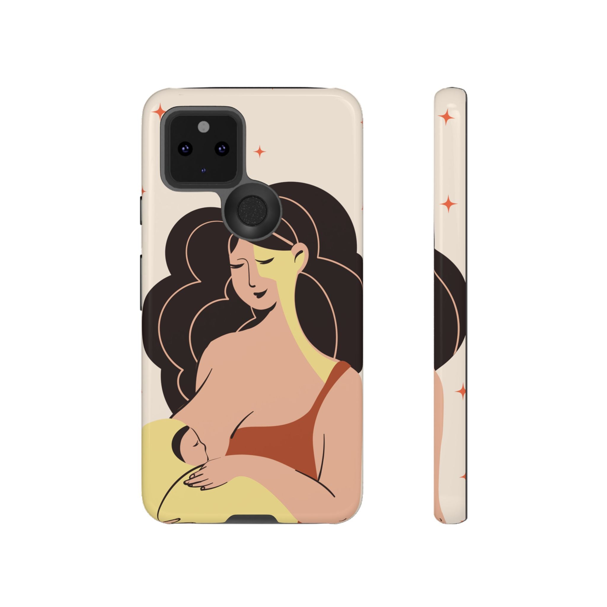 Mother Nursing Baby Illustration, Soft Pastel Mom & Child Protective Cover