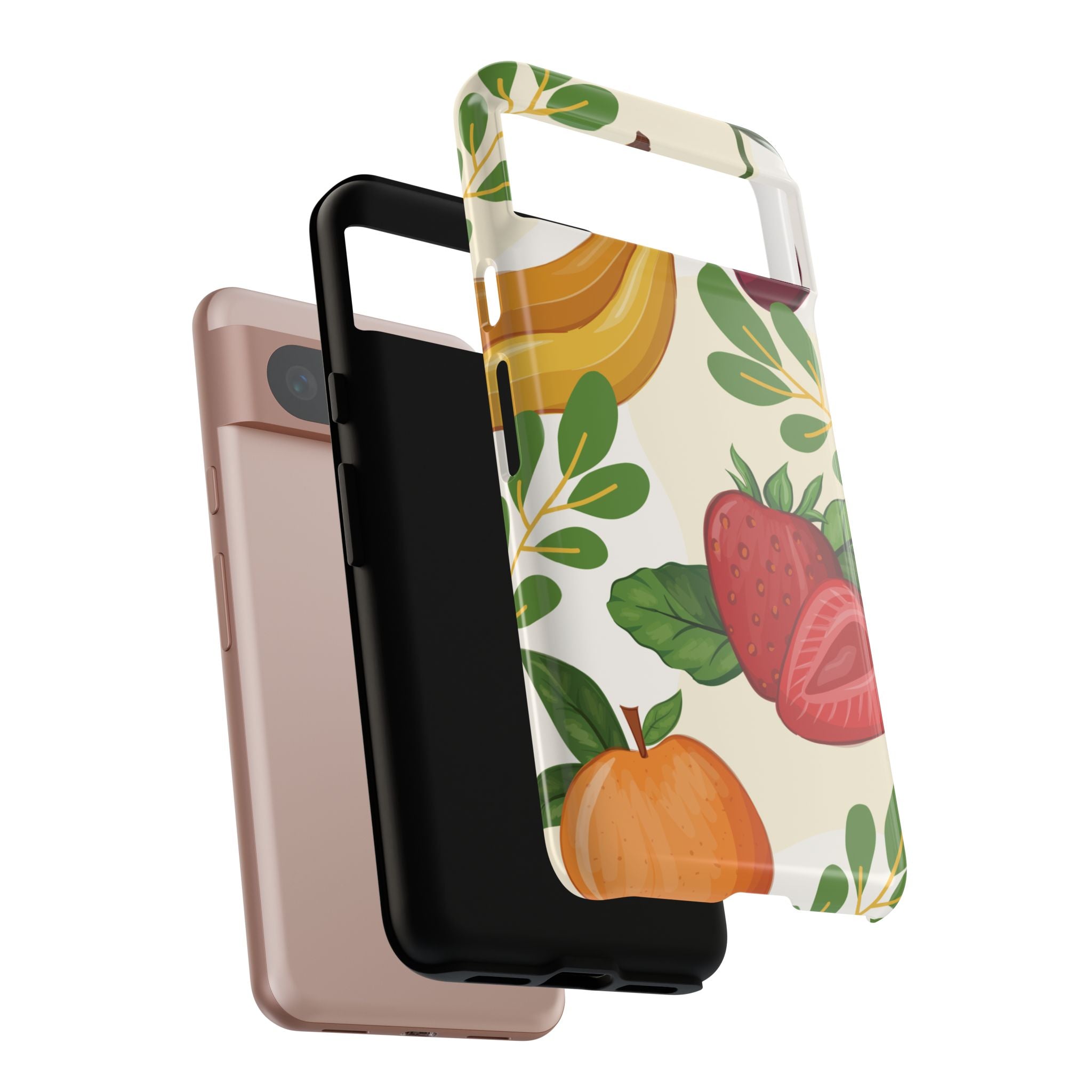 Fruit Pattern Tough Case — Floral Strawberry & Banana Phone Cover