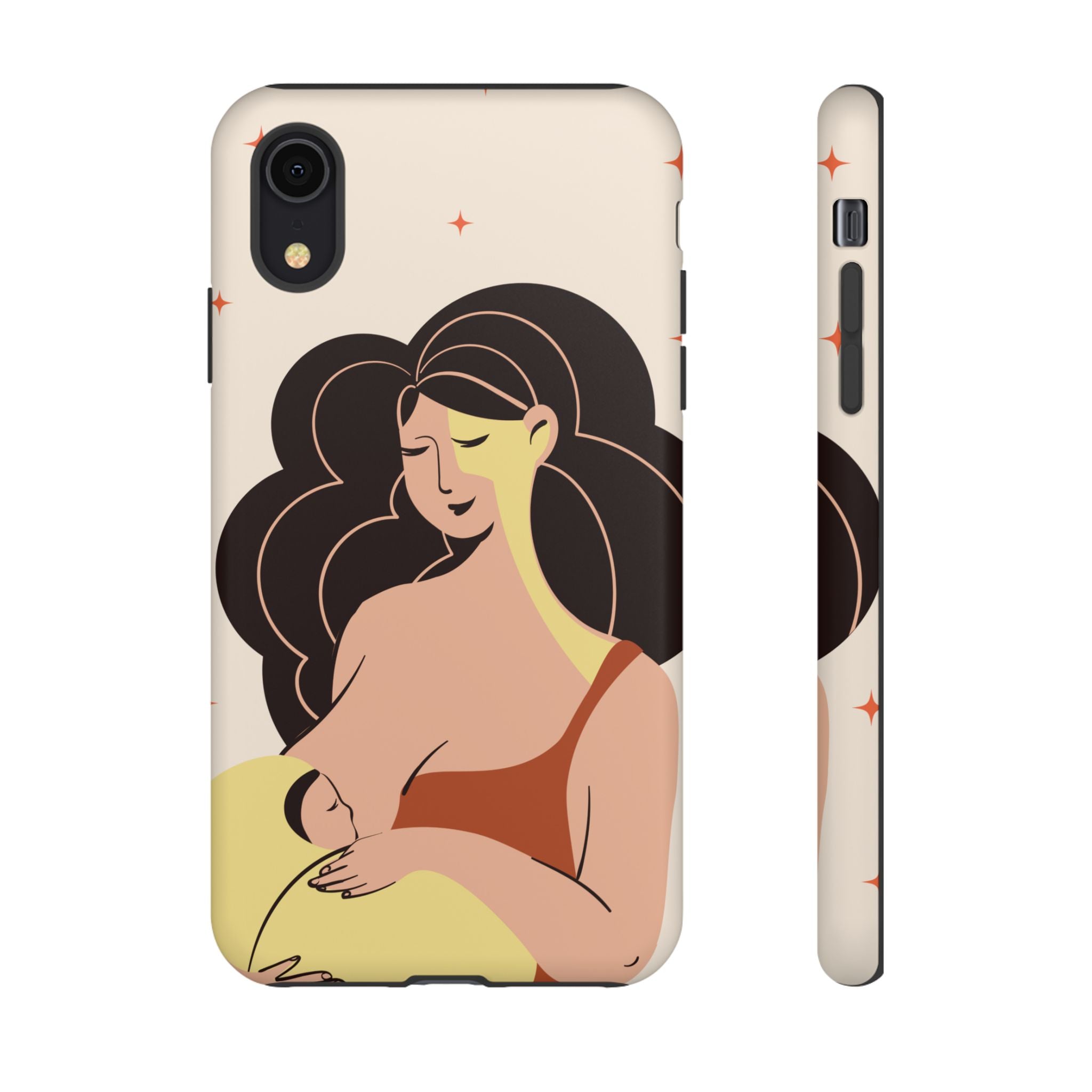 Mother Nursing Baby Illustration, Soft Pastel Mom & Child Protective Cover