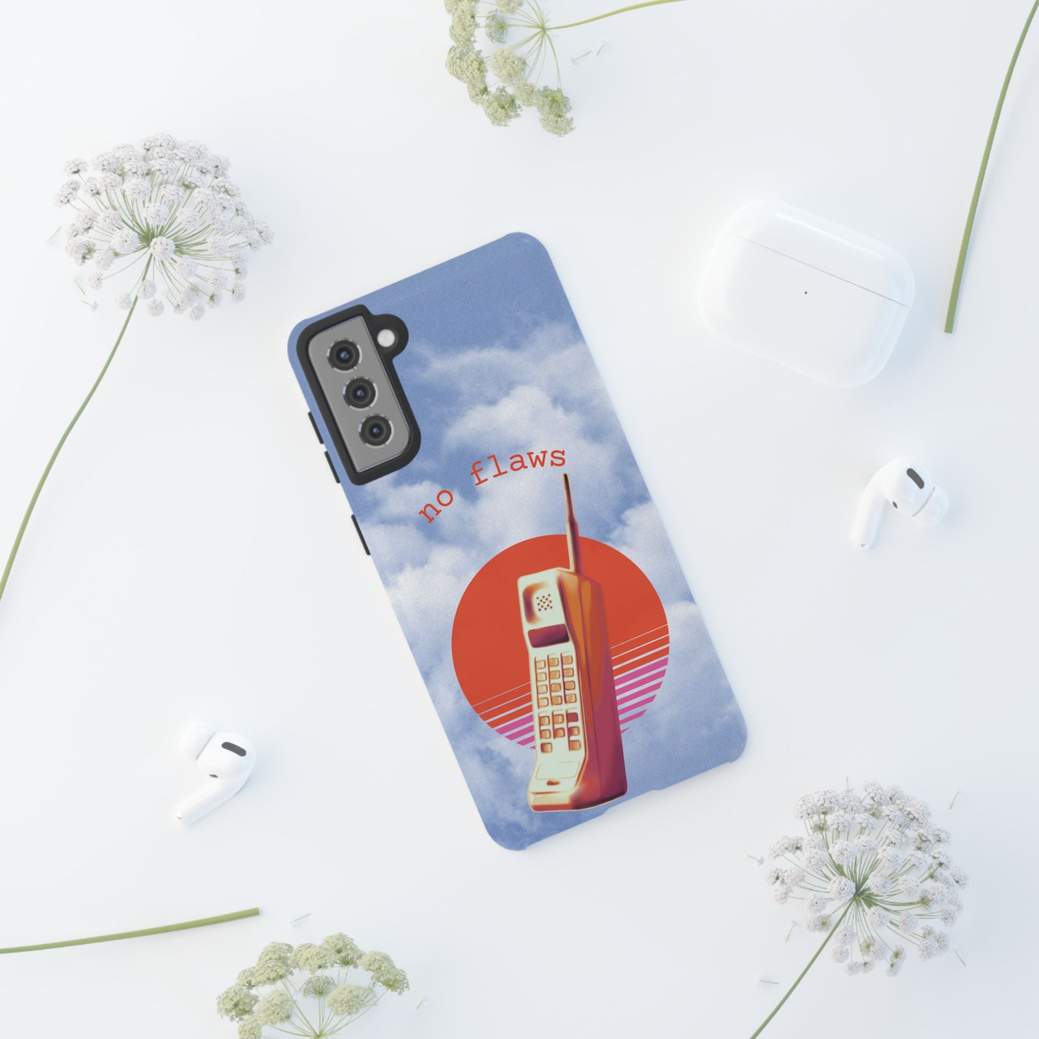 Retro “No Flaws” Phone Tough Case — Vintage 90s Aesthetic Protective Phone Case