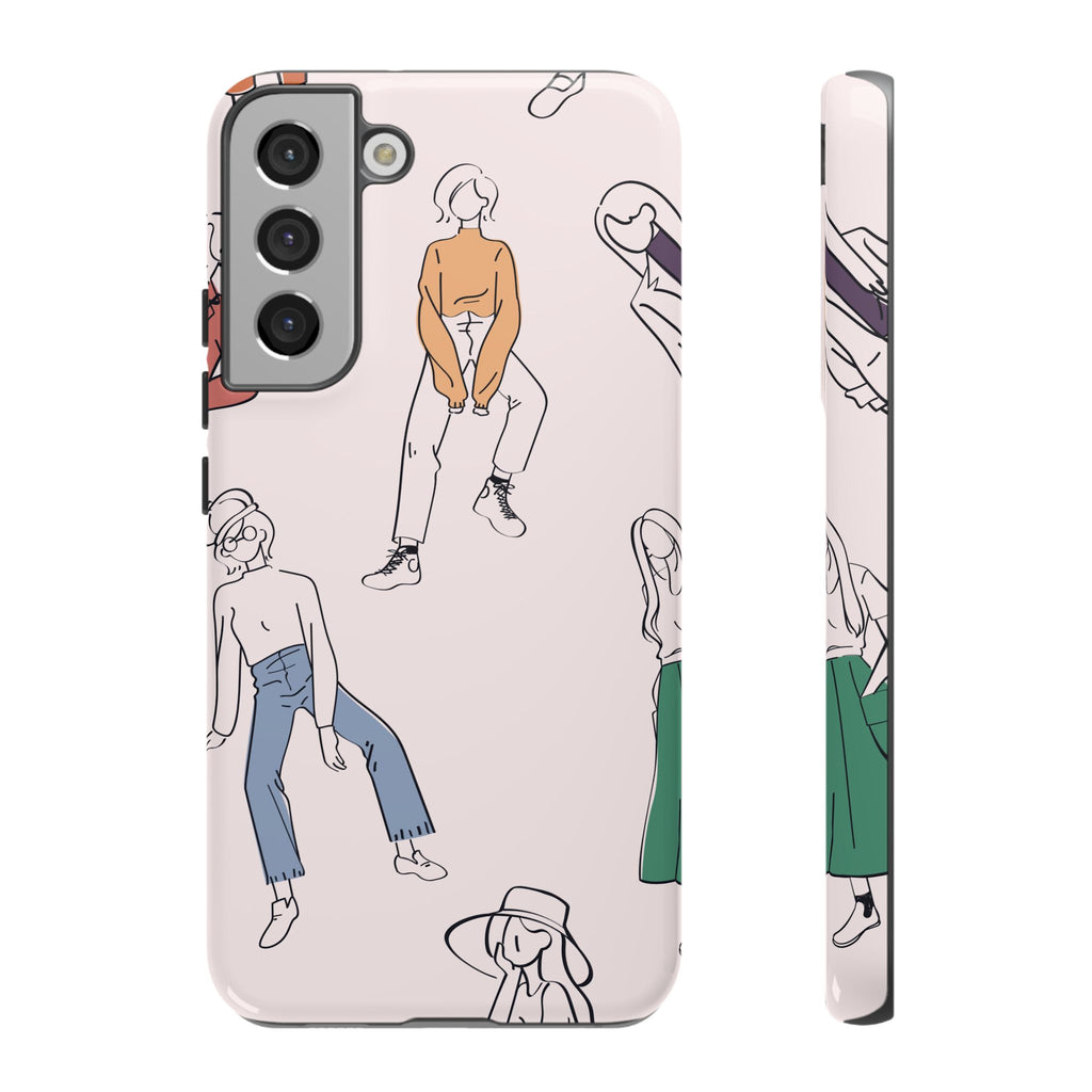 Dancing Women Pattern Phone Case — Chic Pastel Protective Phone Cover