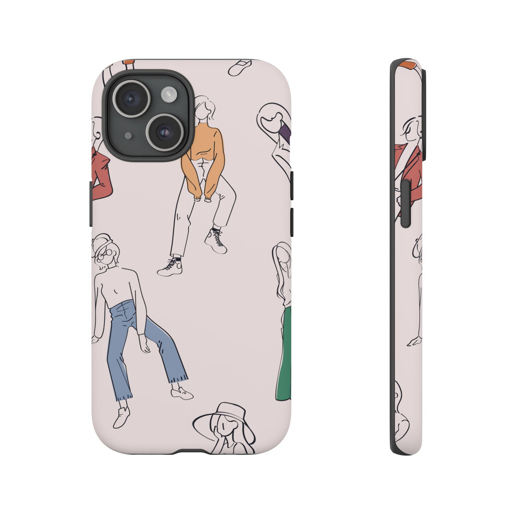 Dancing Women Pattern Phone Case — Chic Pastel Protective Phone Cover