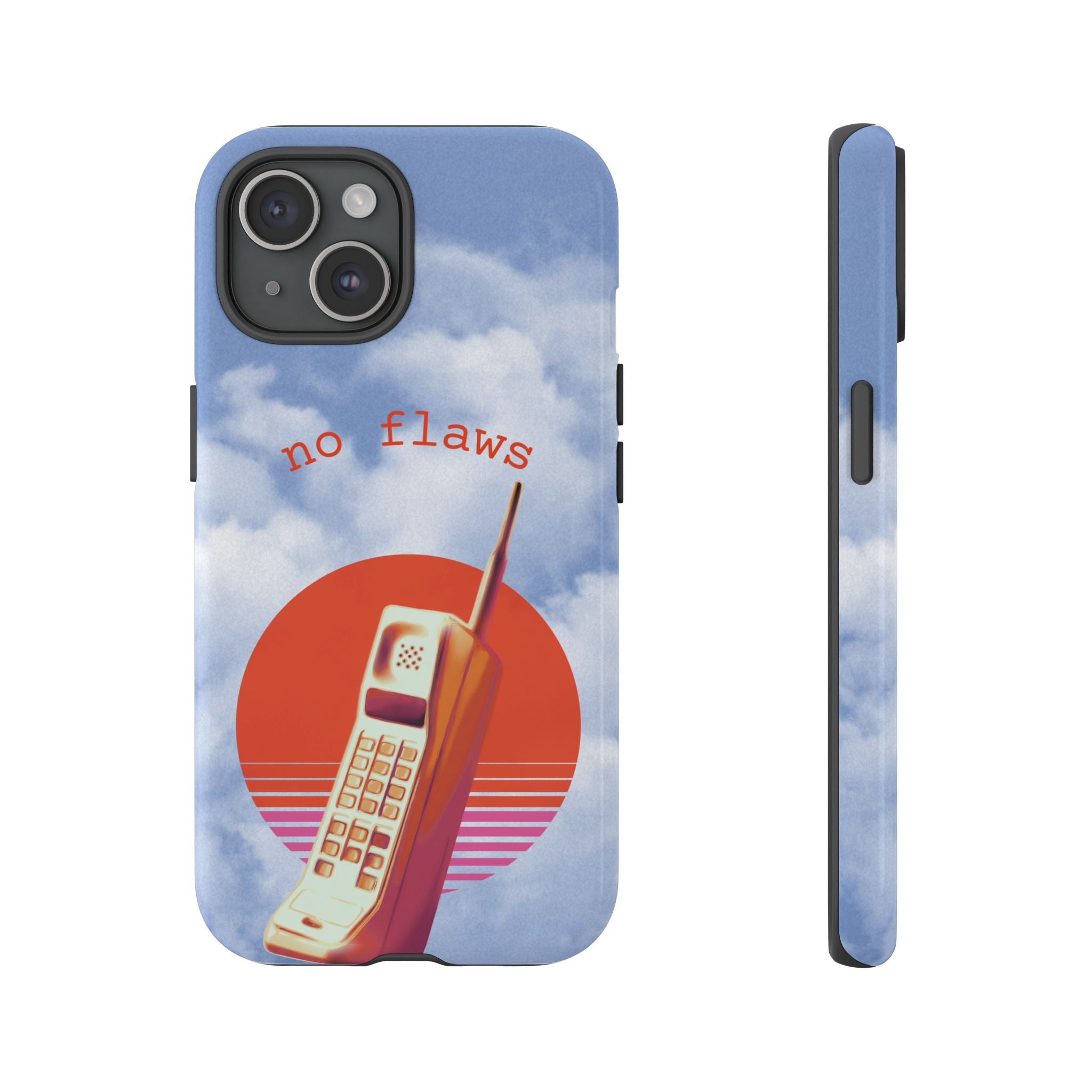 Retro “No Flaws” Phone Tough Case — Vintage 90s Aesthetic Protective Phone Case