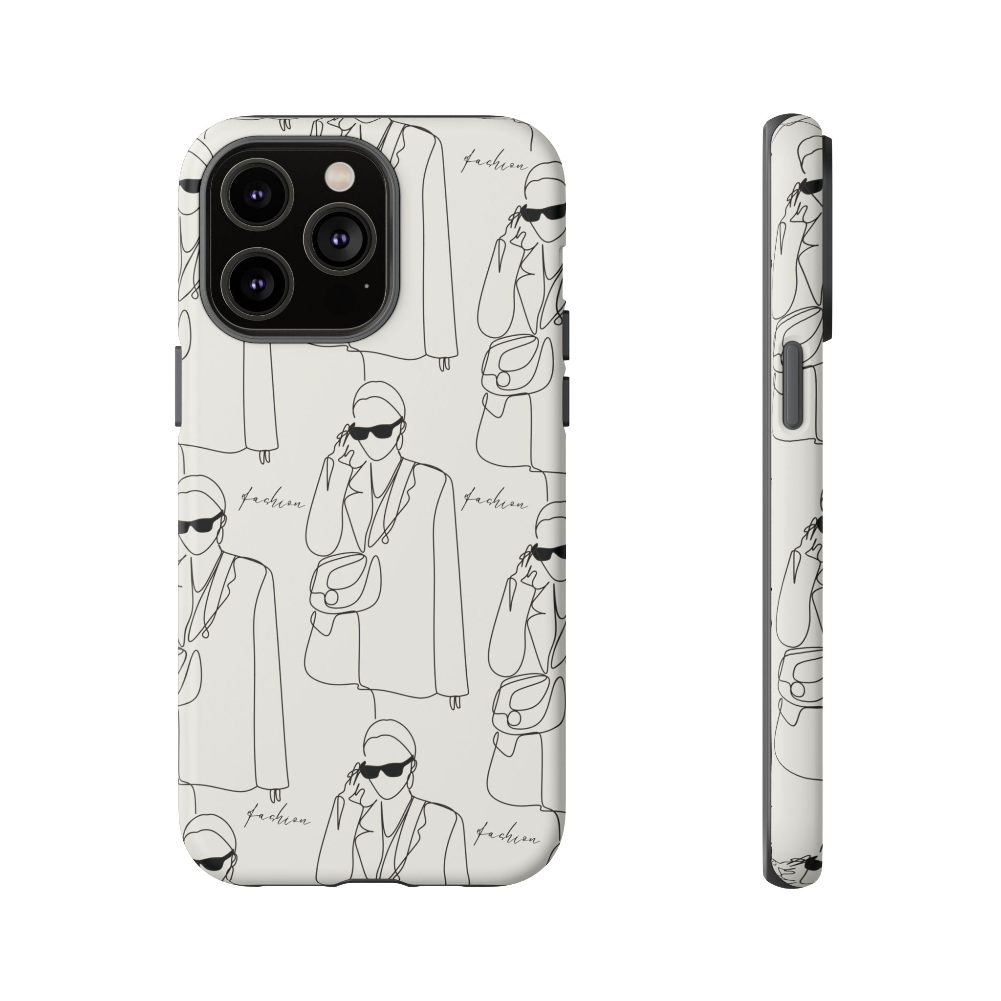 Fashion Sketch Phone Case — Minimalist Chic Designer Pattern