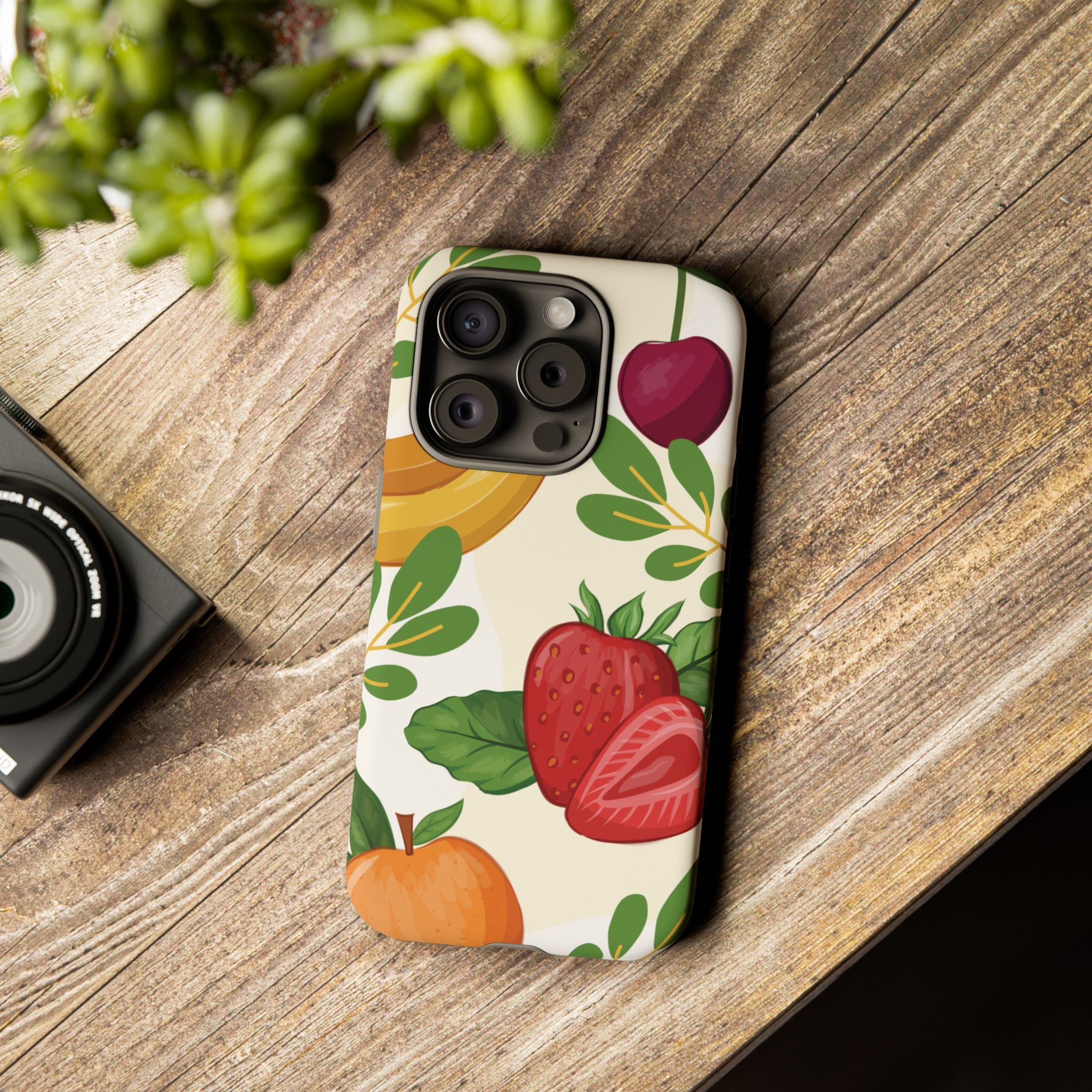 Fruit Pattern Tough Case — Floral Strawberry & Banana Phone Cover