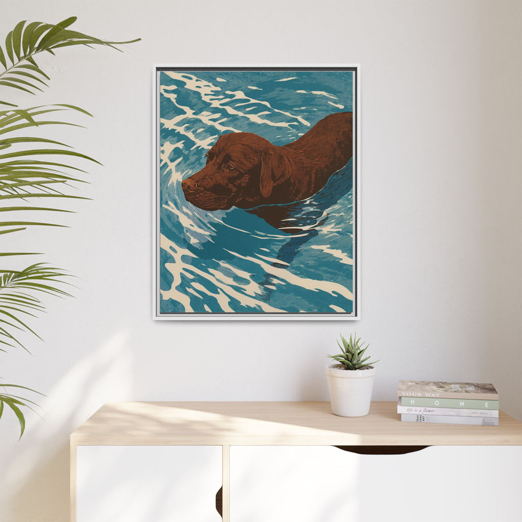 Swimming Chocolate Lab