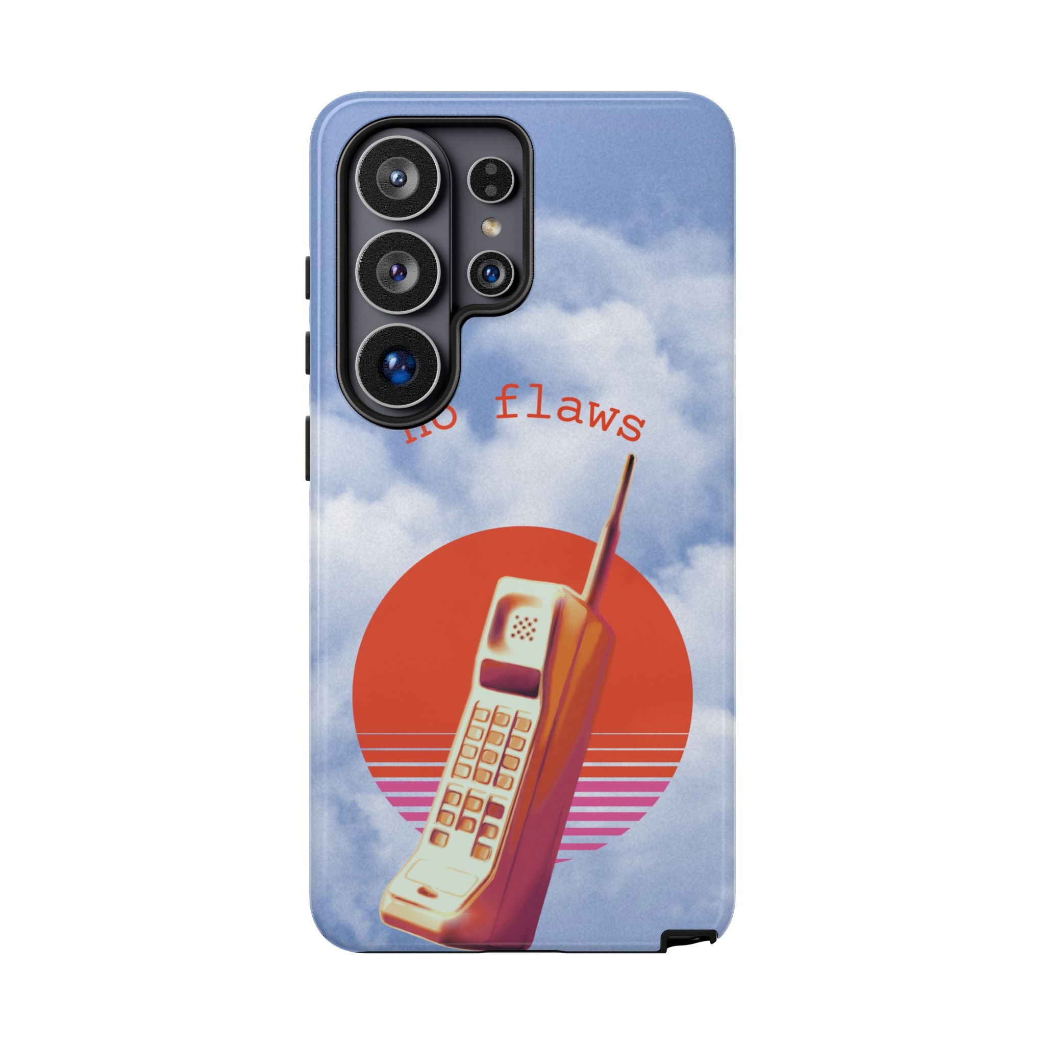 Retro “No Flaws” Phone Tough Case — Vintage 90s Aesthetic Protective Phone Case