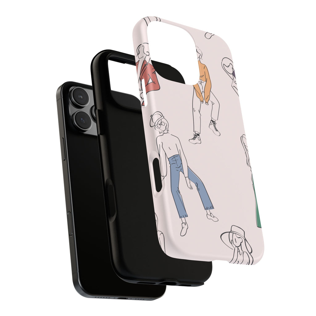 Dancing Women Pattern Phone Case — Chic Pastel Protective Phone Cover