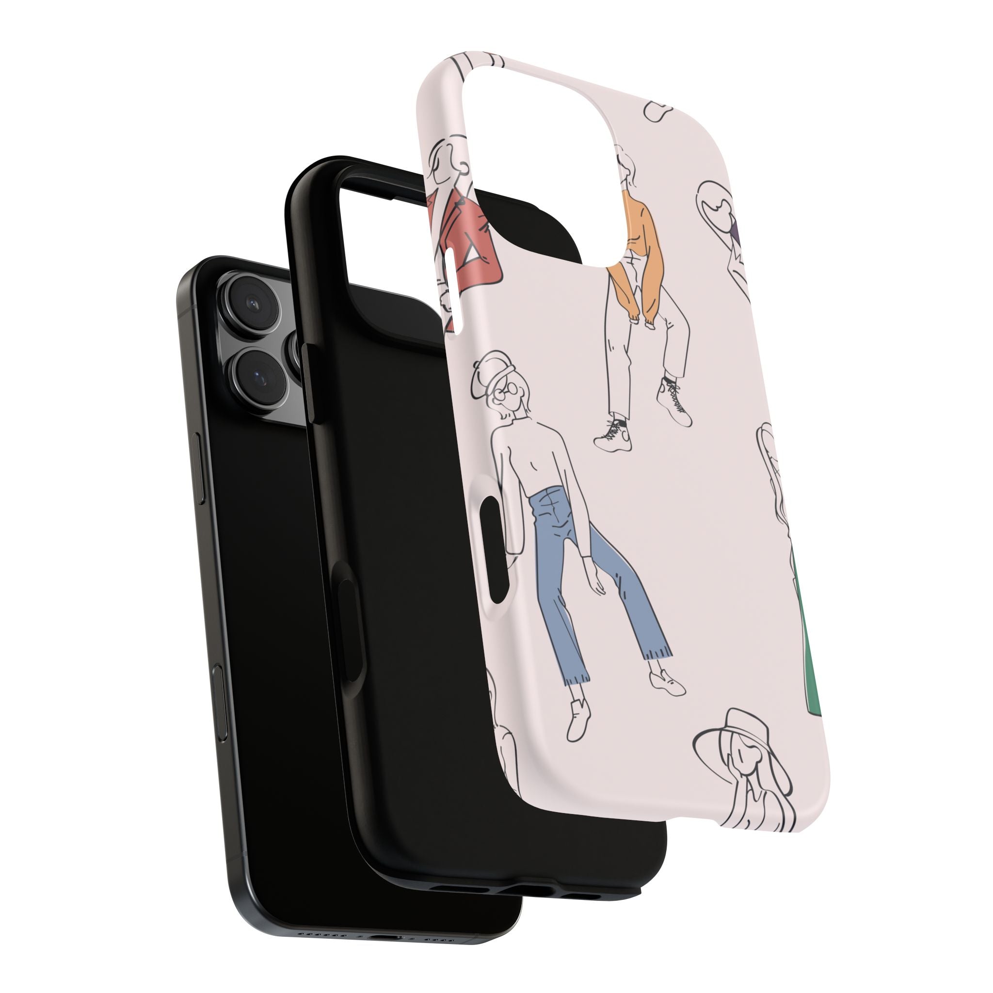 Dancing Women Pattern Phone Case — Chic Pastel Protective Phone Cover