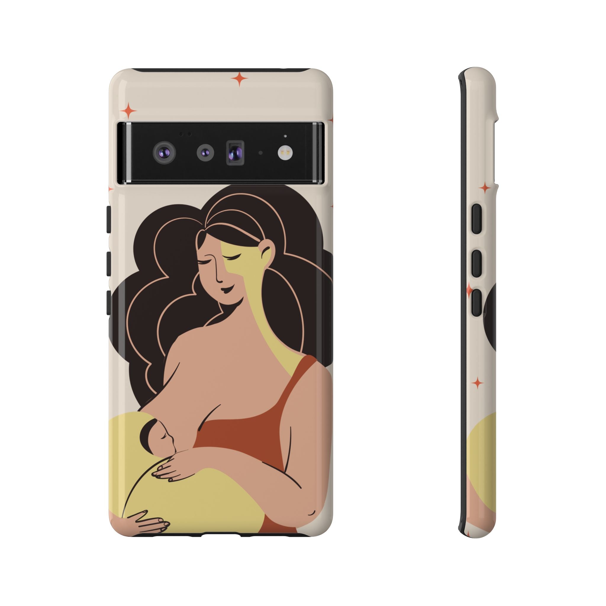 Mother Nursing Baby Illustration, Soft Pastel Mom & Child Protective Cover