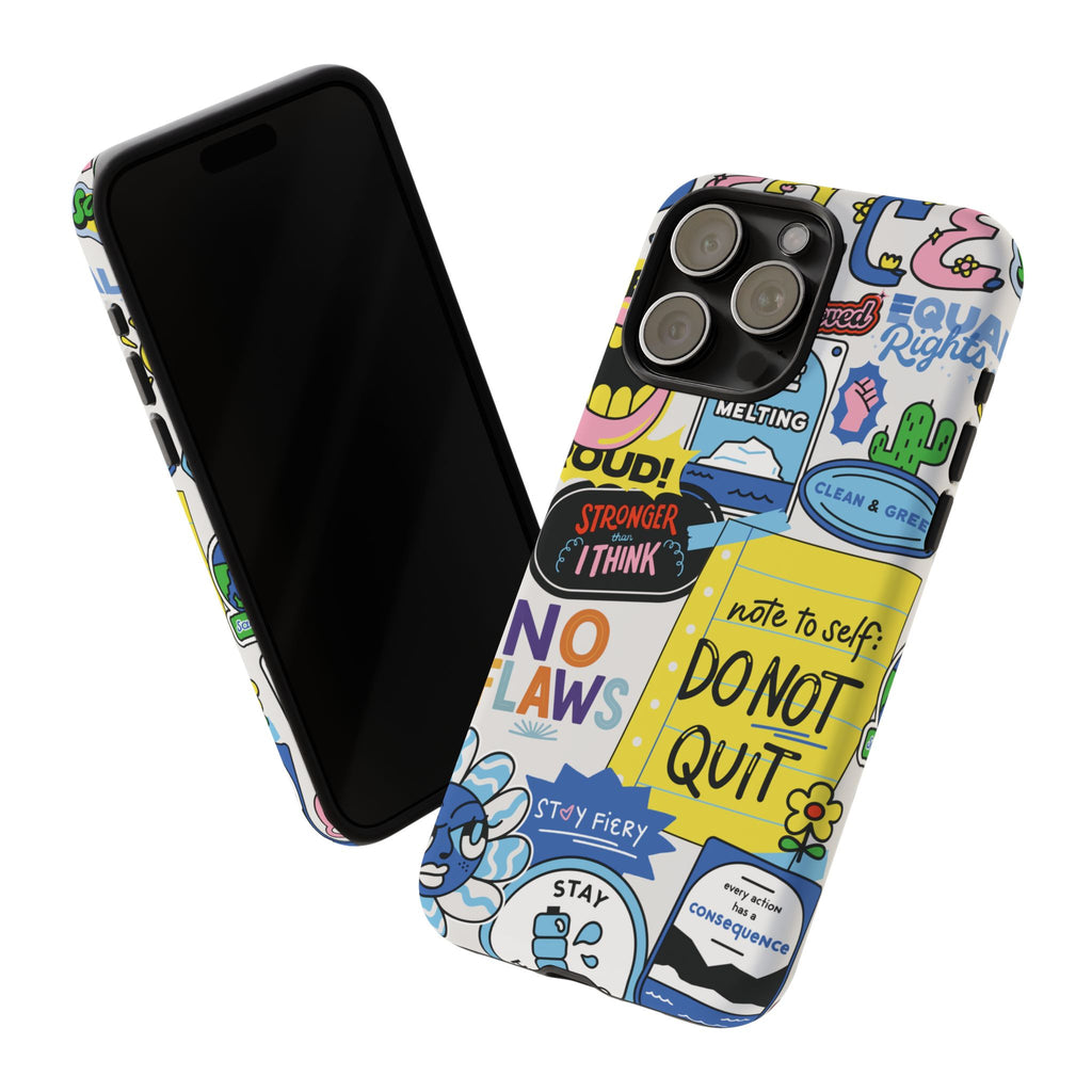 Sticker Collage Phone Case — Motivational "Do Not Quit" Protective Cover