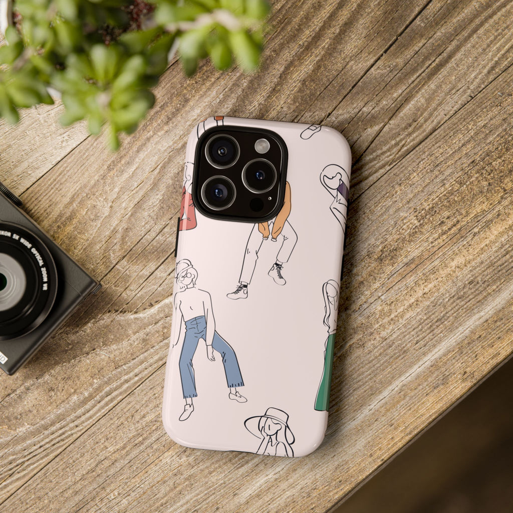 Dancing Women Pattern Phone Case — Chic Pastel Protective Phone Cover