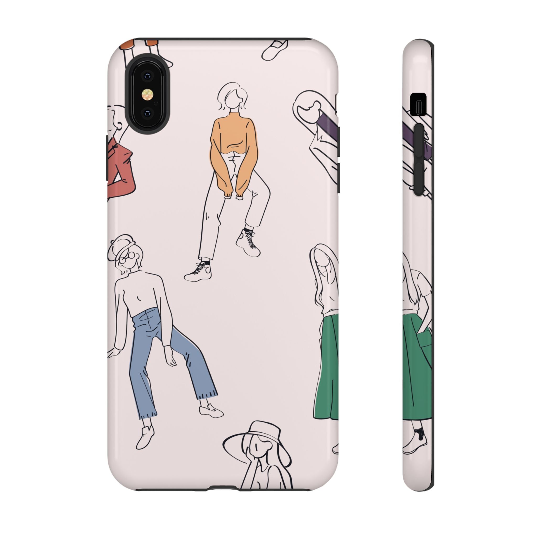 Dancing Women Pattern Phone Case — Chic Pastel Protective Phone Cover