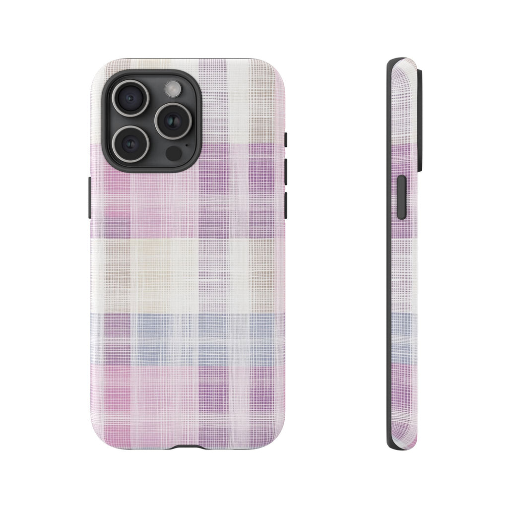 Pink Plaid Phone Case, Trendy Accessories, Birthday, Everyday Use, Tough Cases