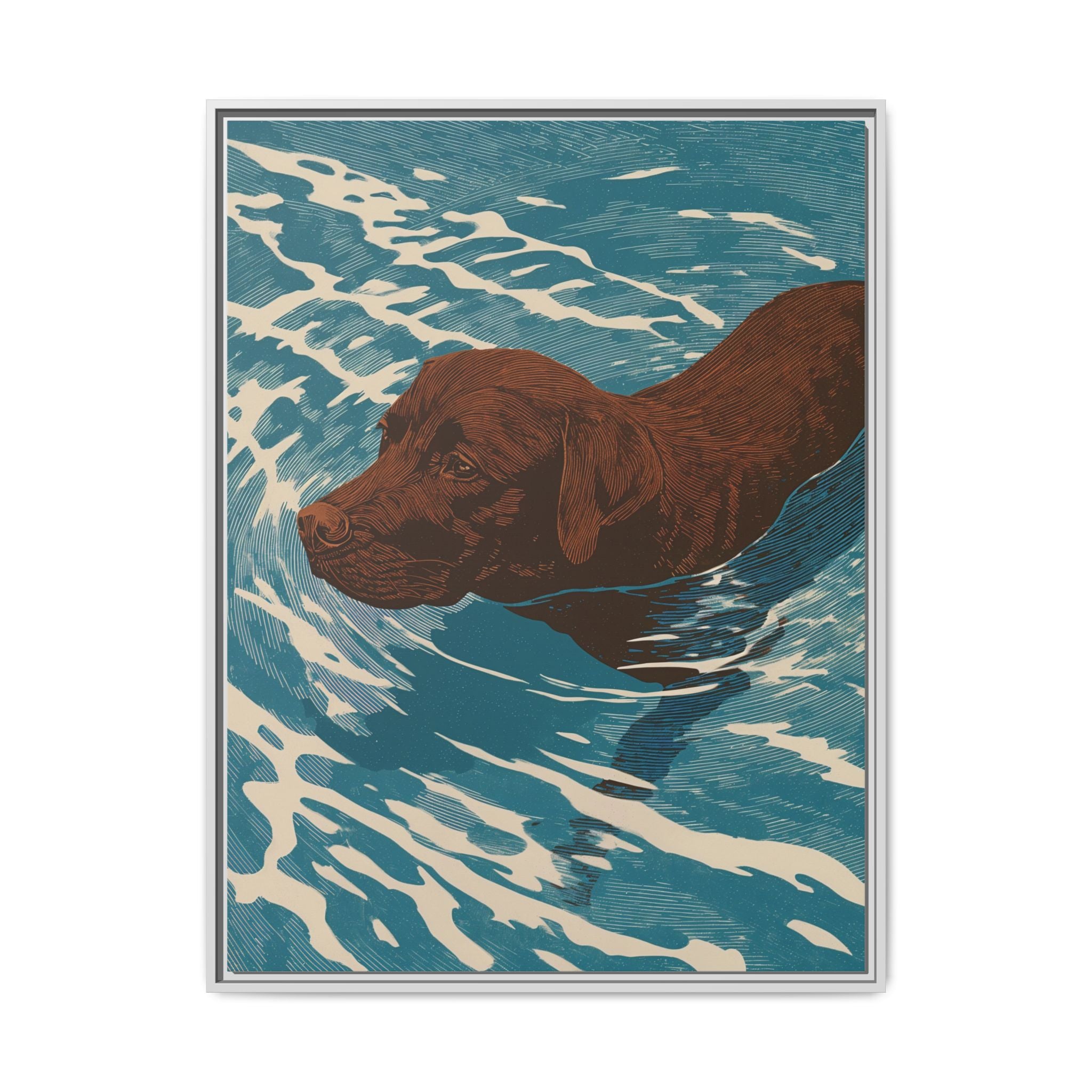 Swimming Chocolate Lab