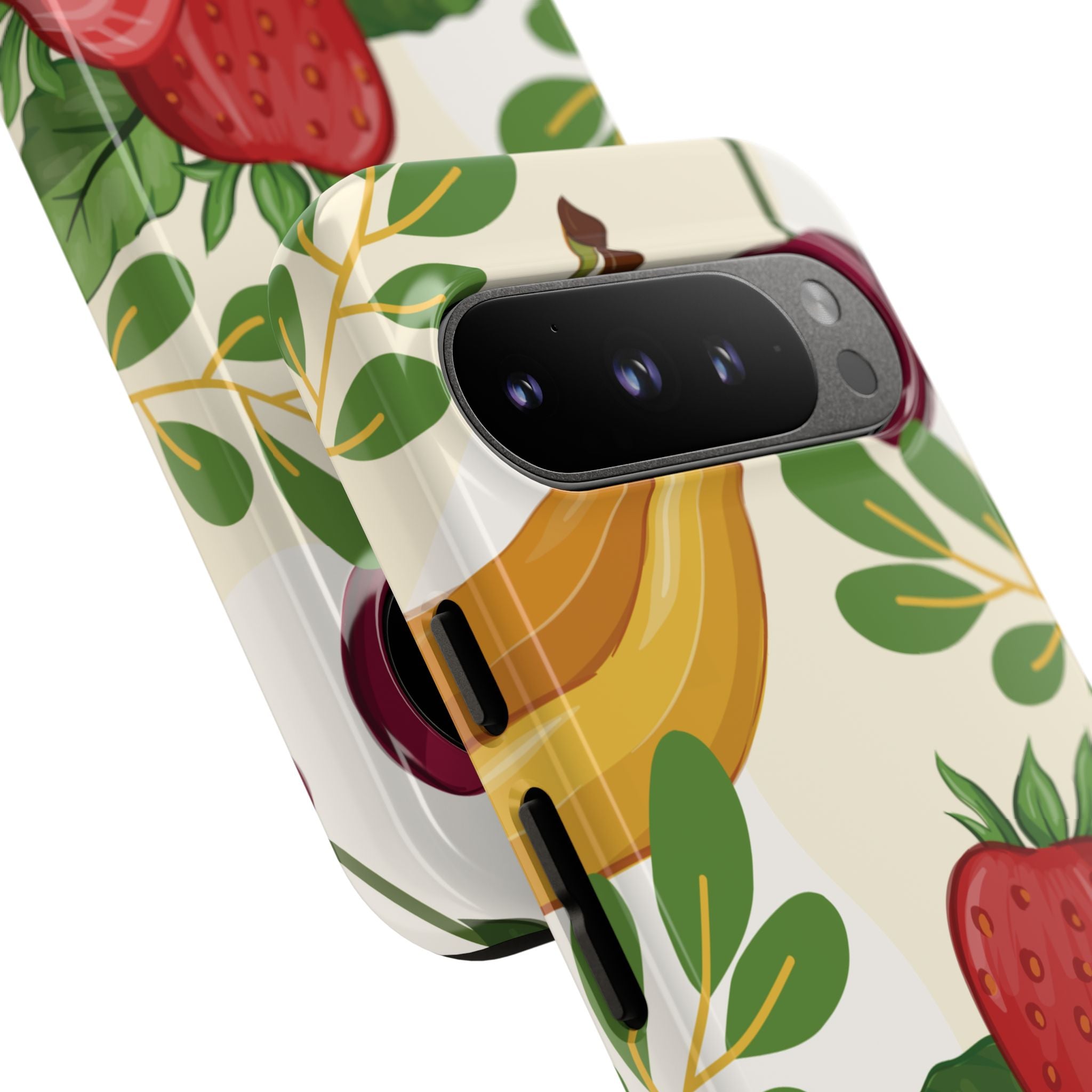 Fruit Pattern Tough Case — Floral Strawberry & Banana Phone Cover