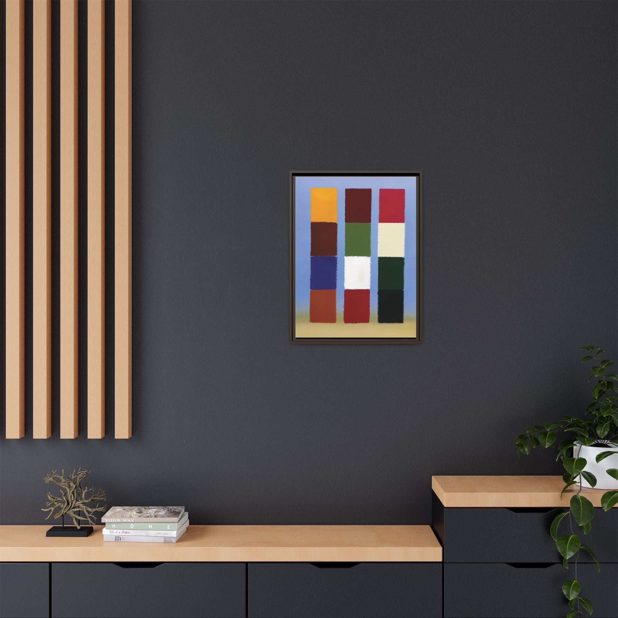 Framed Matte Canvas - Abstract Color Block Wall Art