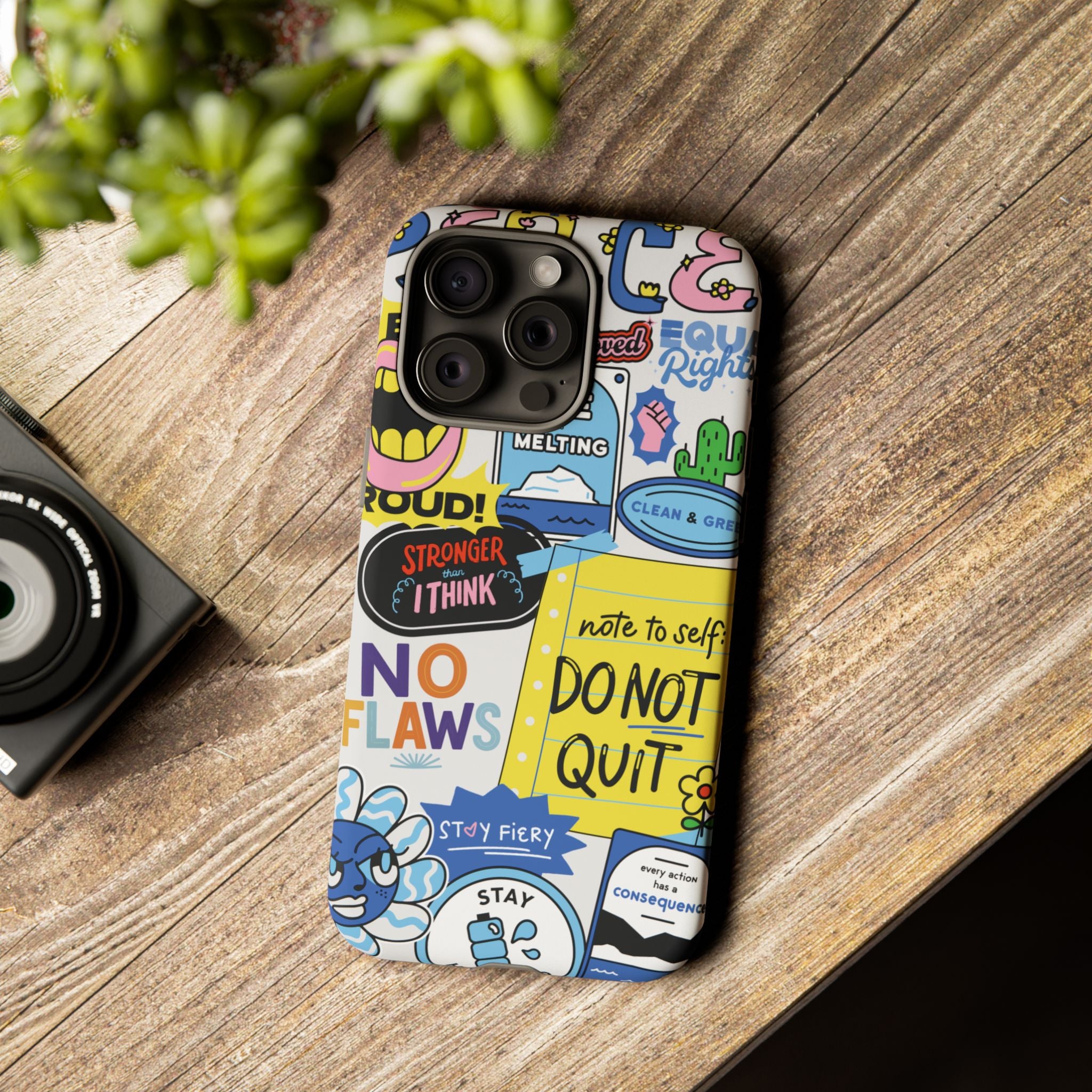 Sticker Collage Phone Case — Motivational "Do Not Quit" Protective Cover