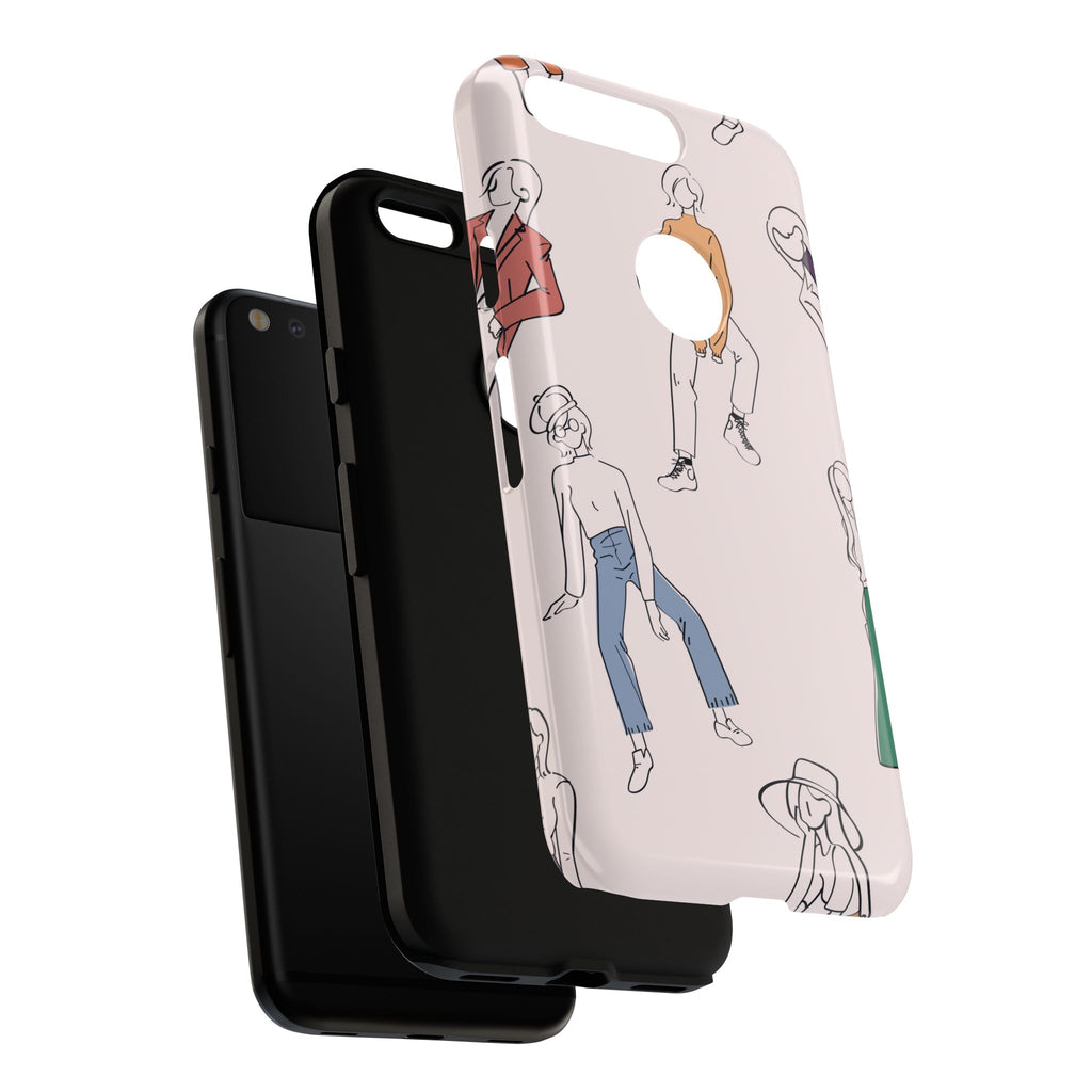 Dancing Women Pattern Phone Case — Chic Pastel Protective Phone Cover