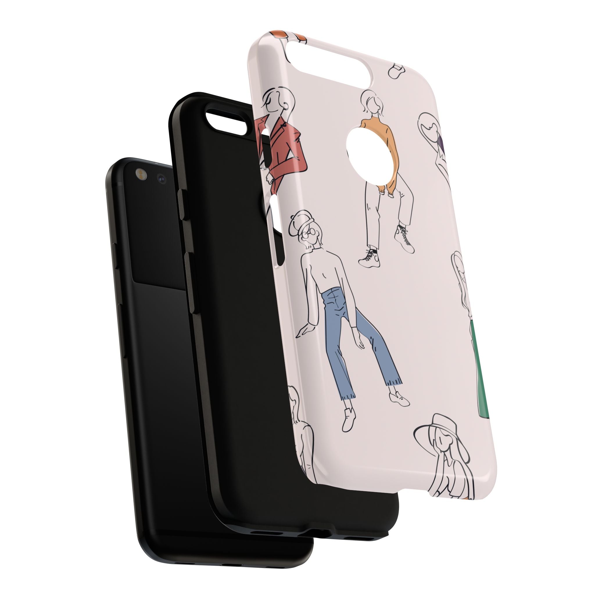 Dancing Women Pattern Phone Case — Chic Pastel Protective Phone Cover