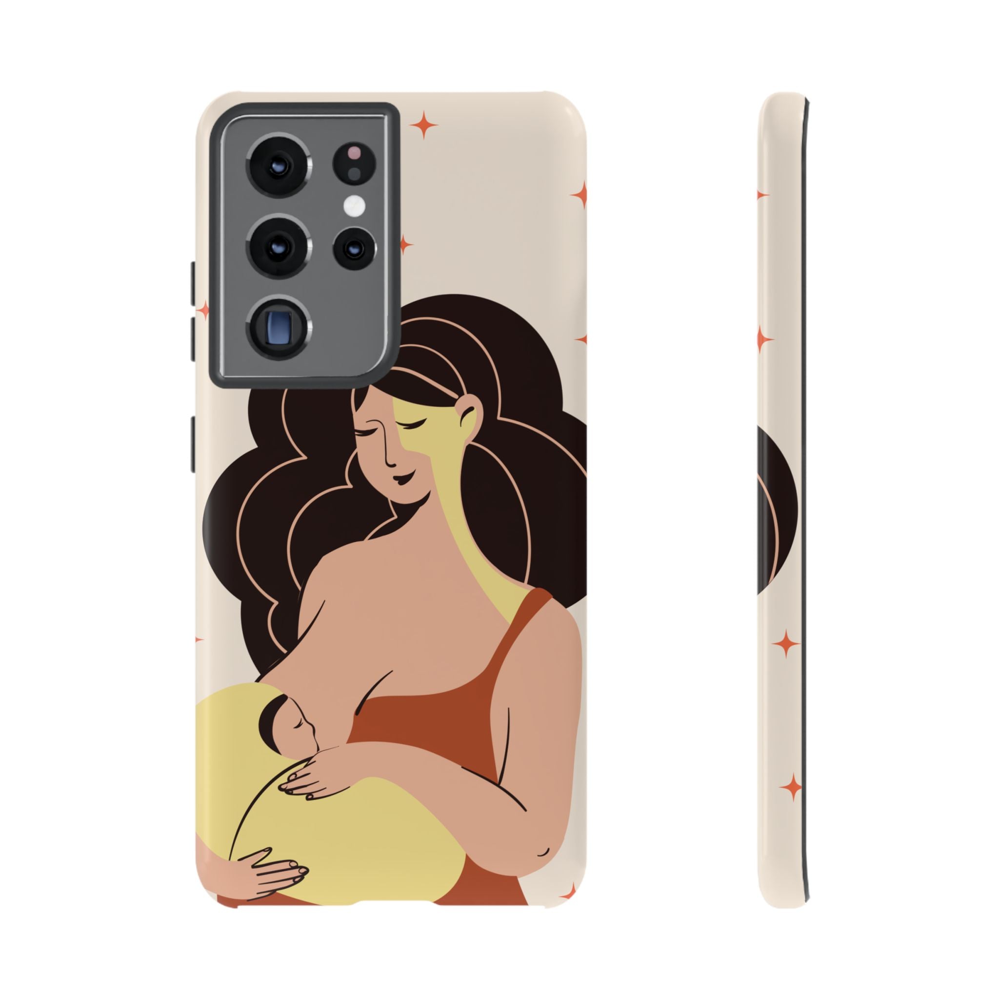 Mother Nursing Baby Illustration, Soft Pastel Mom & Child Protective Cover