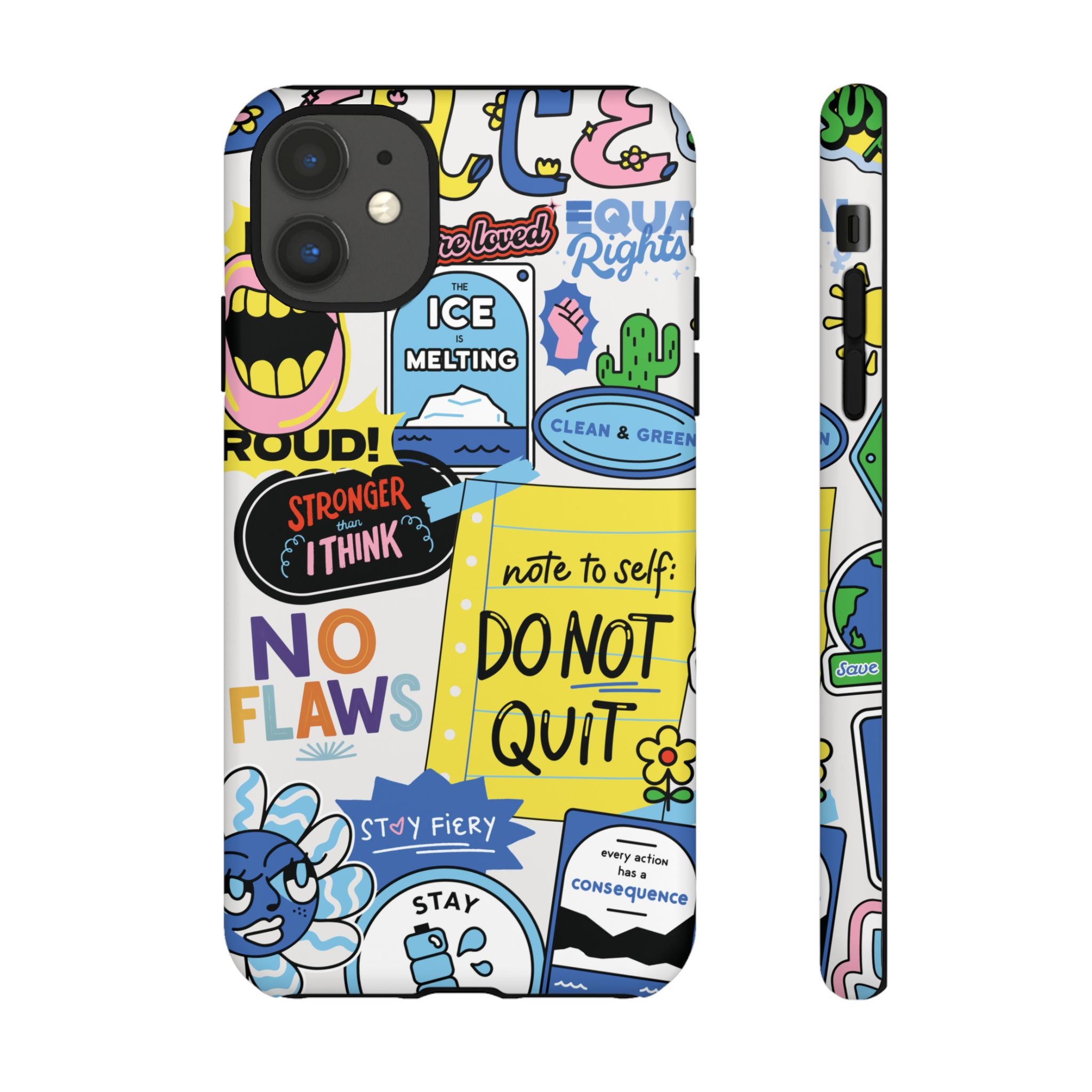 Sticker Collage Phone Case — Motivational "Do Not Quit" Protective Cover