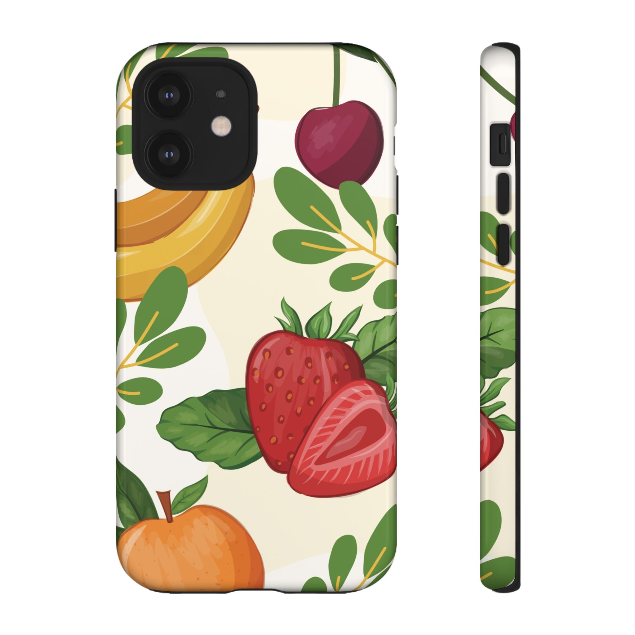 Fruit Pattern Tough Case — Floral Strawberry & Banana Phone Cover