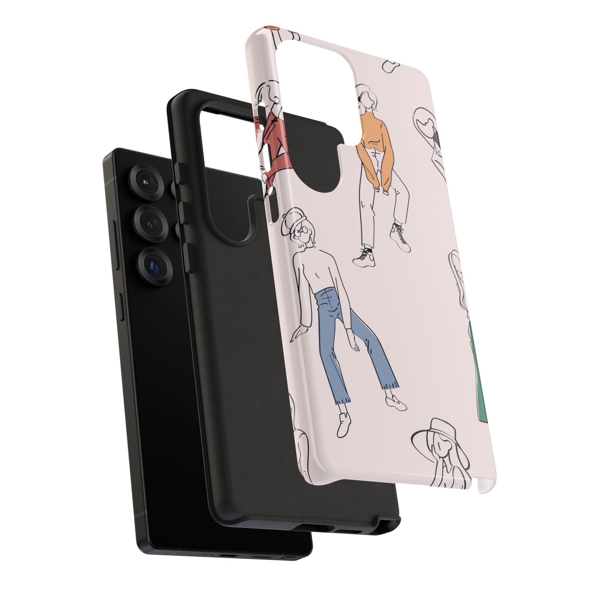 Dancing Women Pattern Phone Case — Chic Pastel Protective Phone Cover