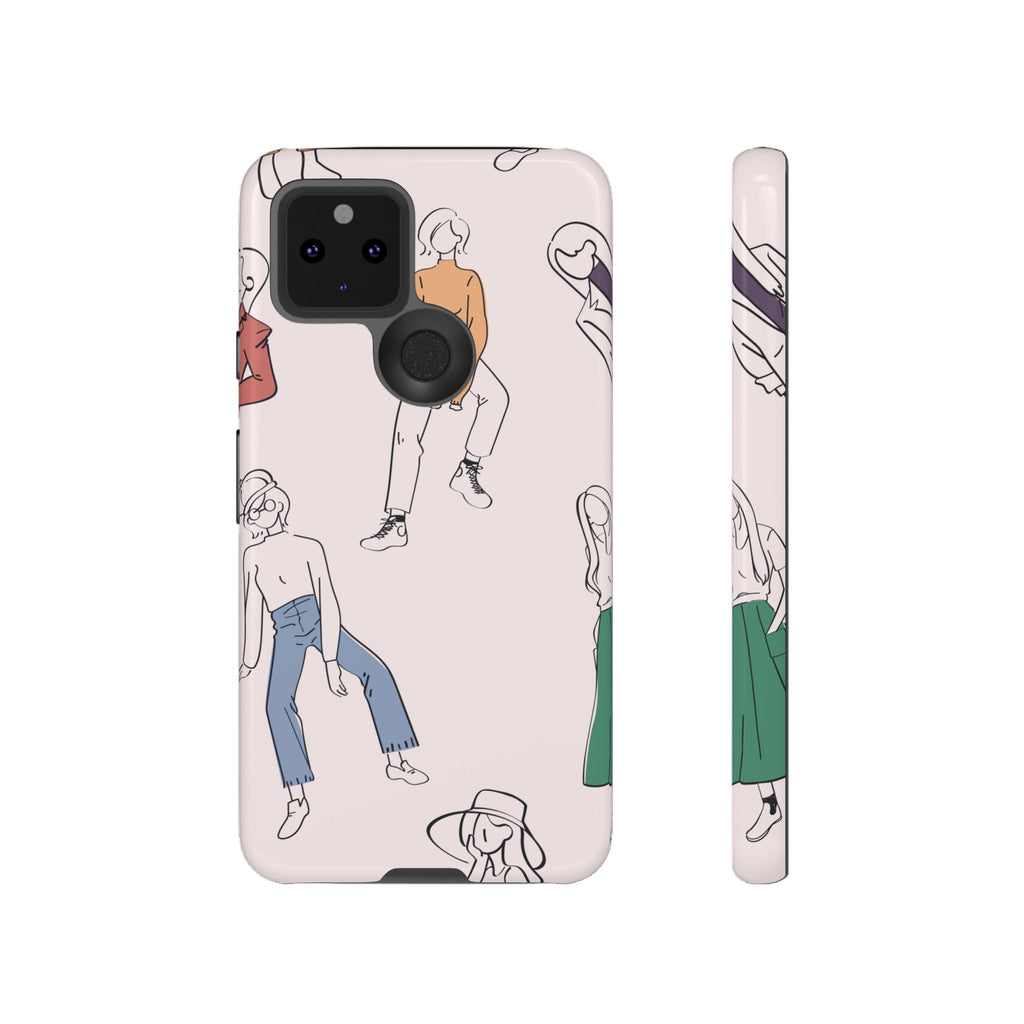Dancing Women Pattern Phone Case — Chic Pastel Protective Phone Cover