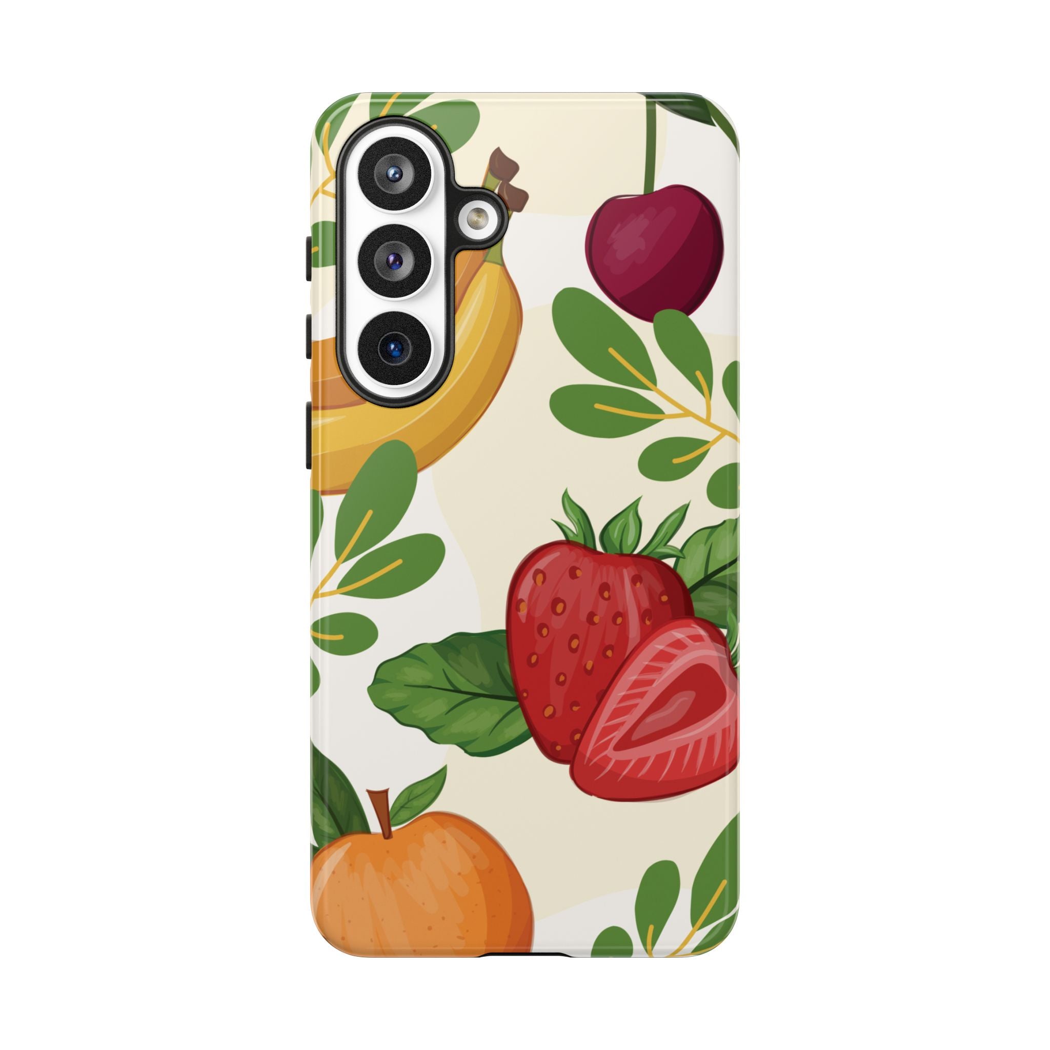 Fruit Pattern Tough Case — Floral Strawberry & Banana Phone Cover