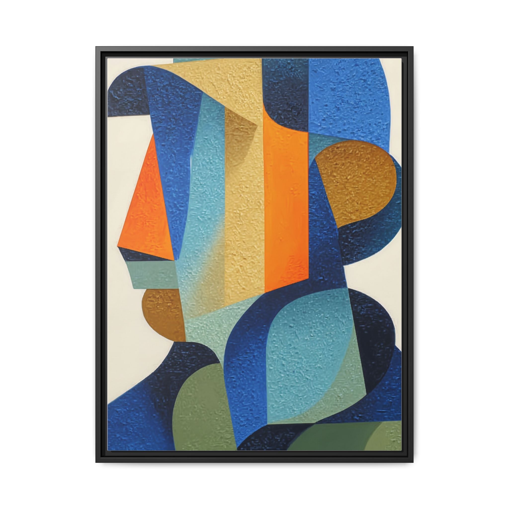 Abstract Geometric Portrait Matte Canvas Framed Wall Art