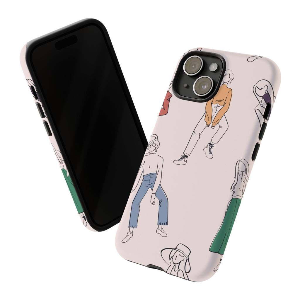 Dancing Women Pattern Phone Case — Chic Pastel Protective Phone Cover