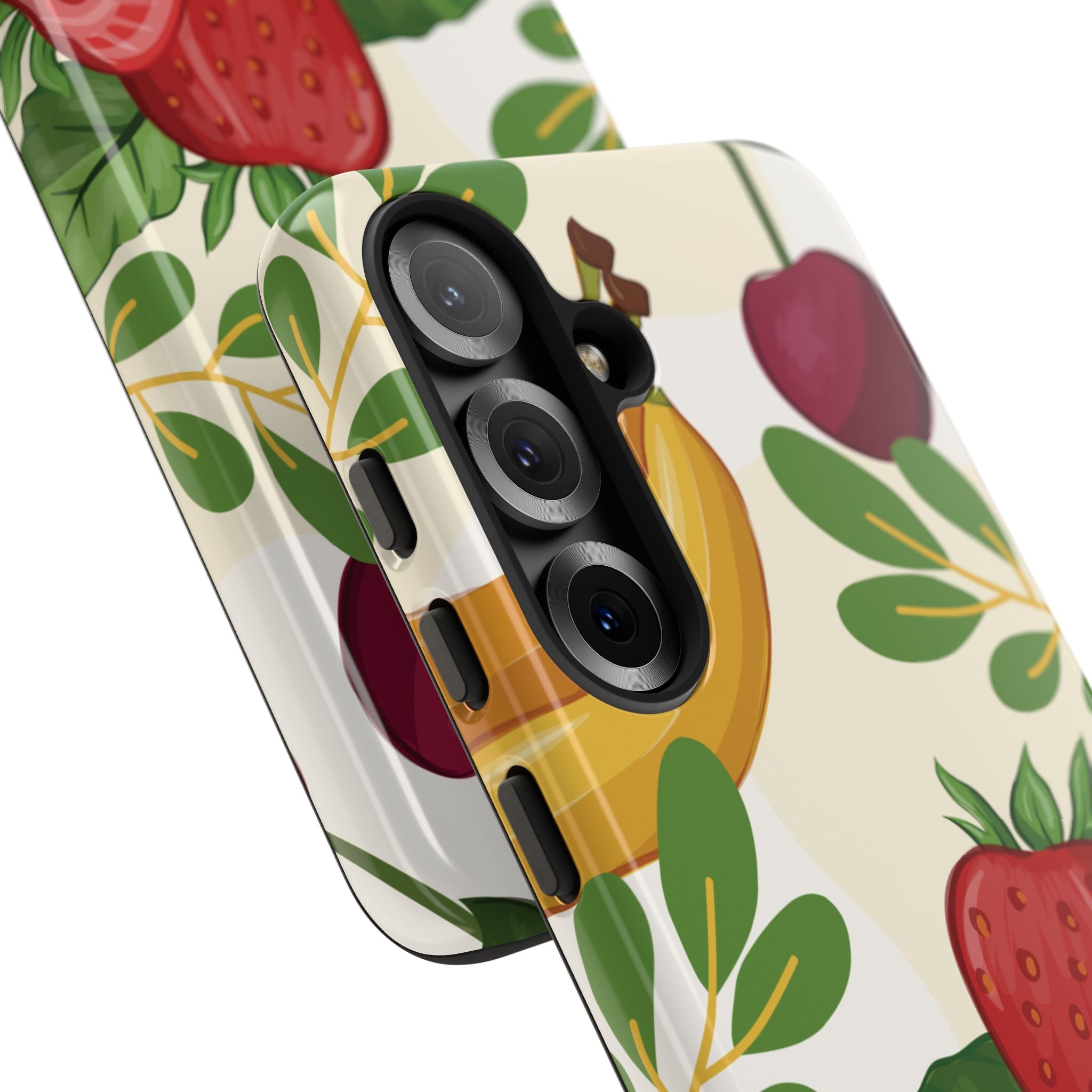 Fruit Pattern Tough Case — Floral Strawberry & Banana Phone Cover