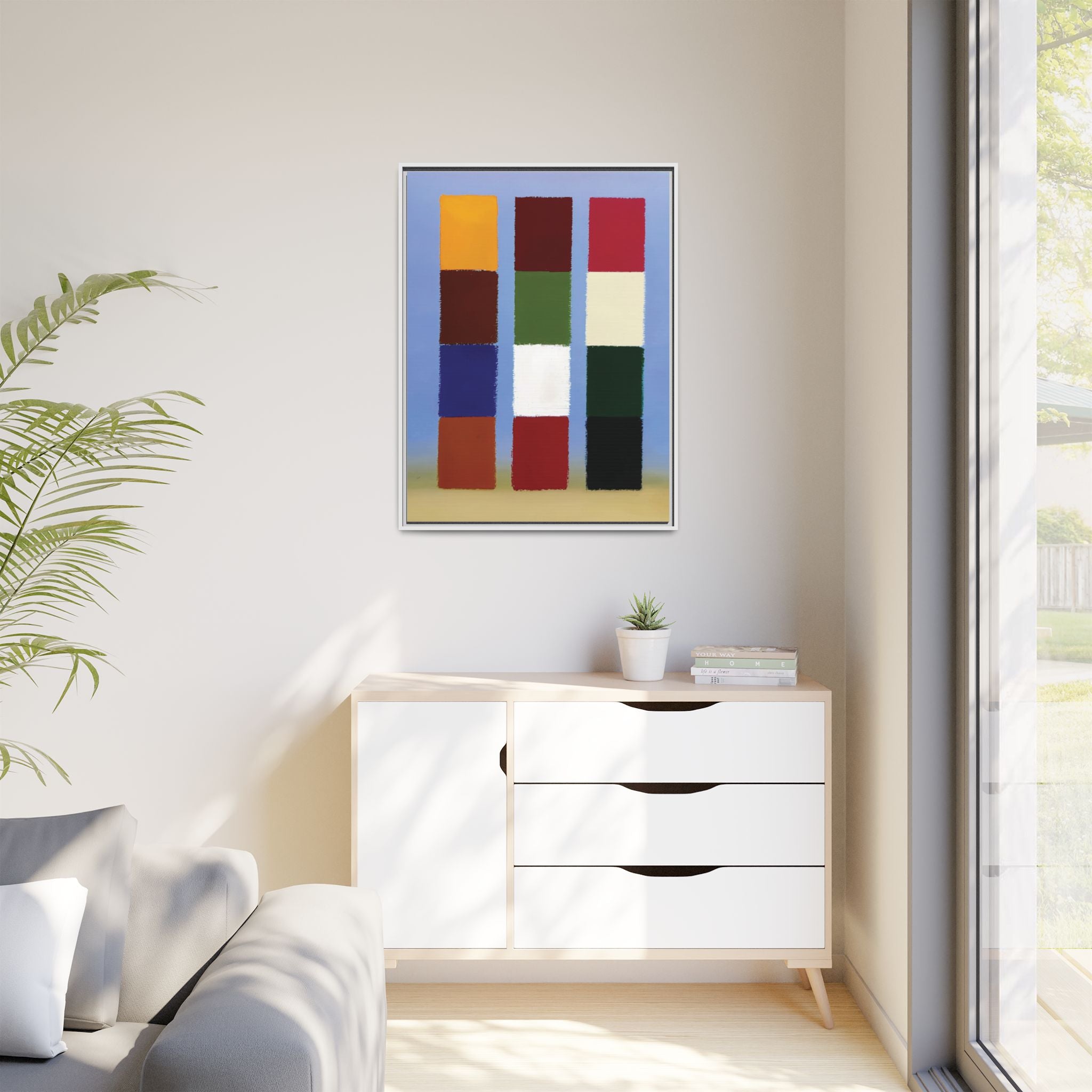 Framed Matte Canvas - Abstract Color Block Wall Art