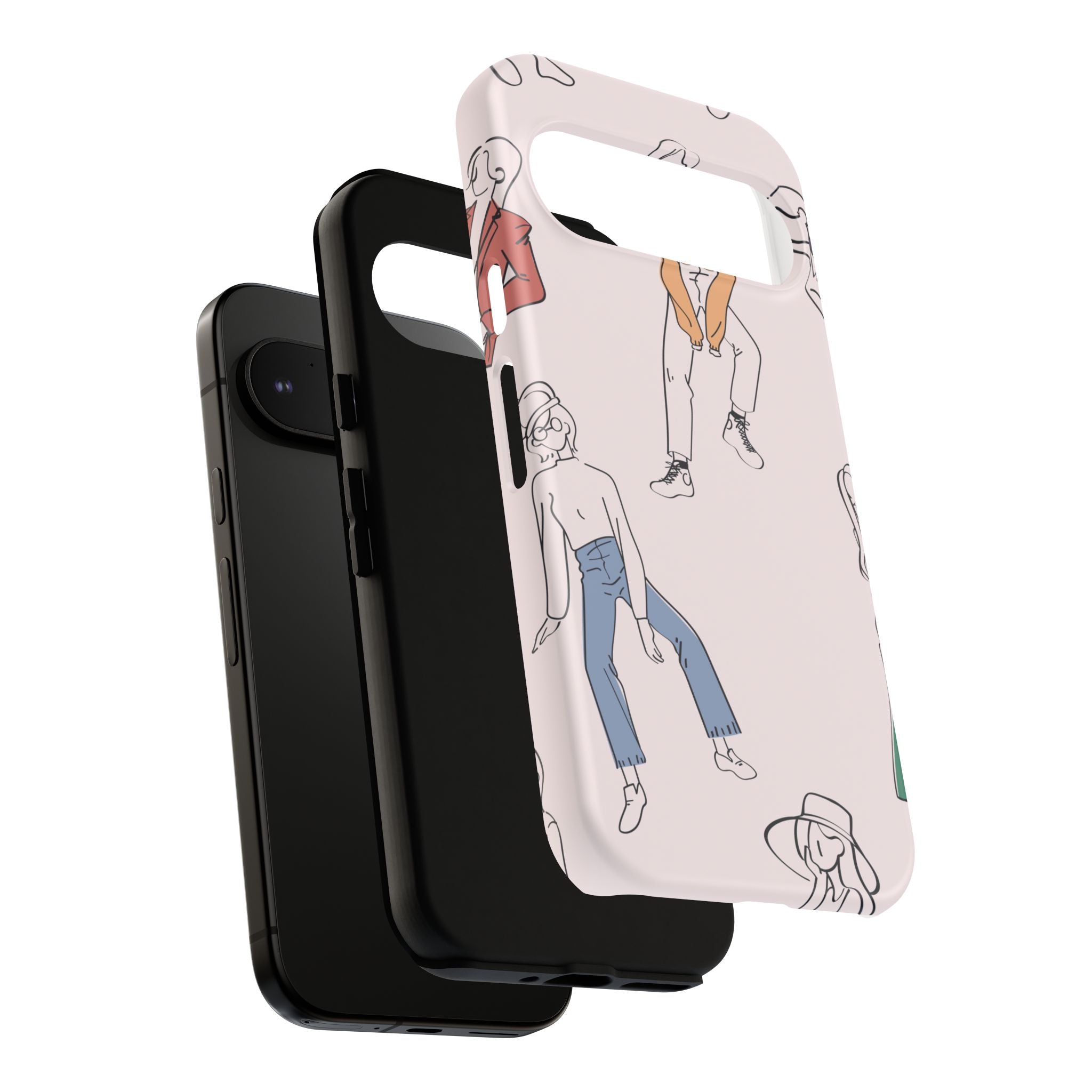 Dancing Women Pattern Phone Case — Chic Pastel Protective Phone Cover
