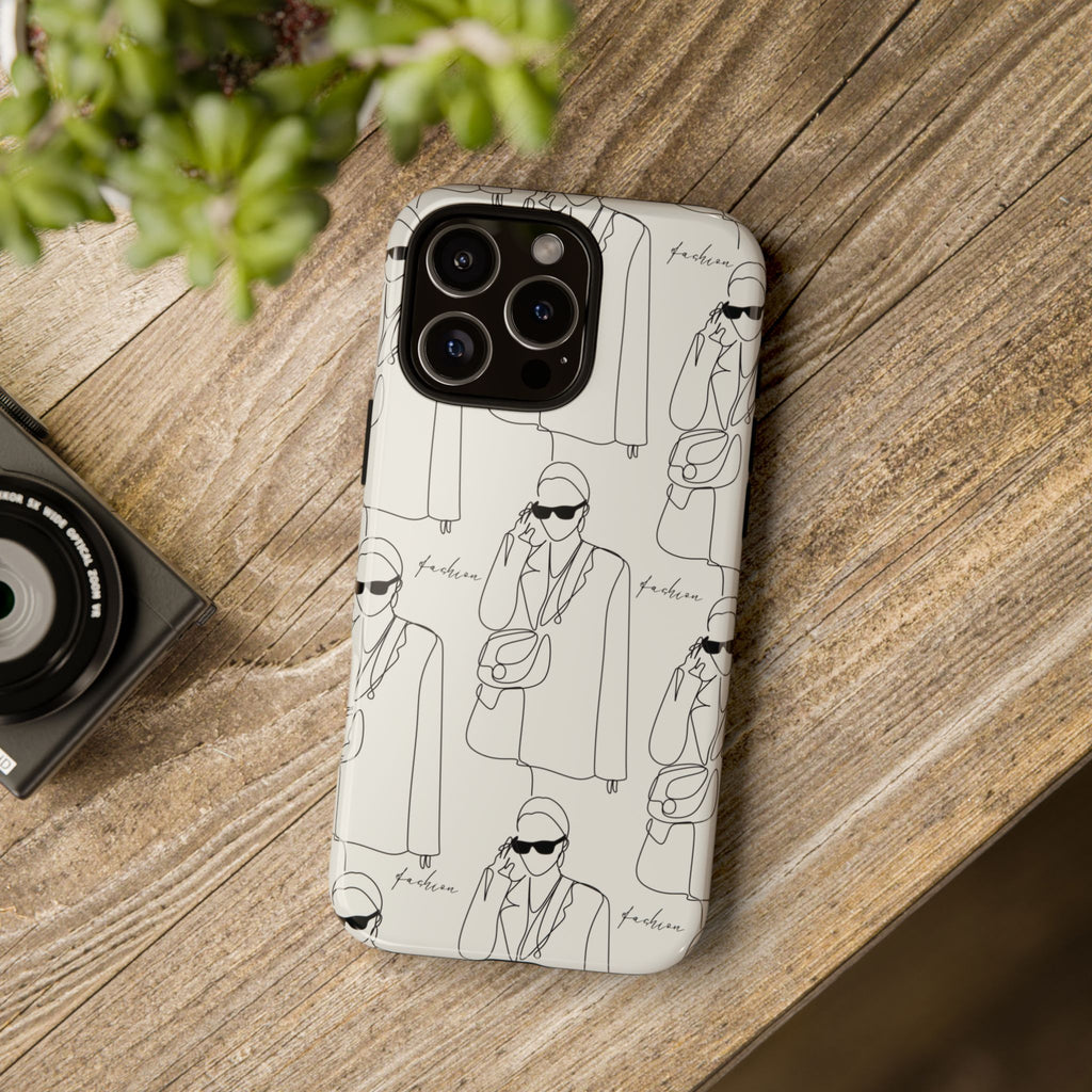 Fashion Sketch Phone Case — Minimalist Chic Designer Pattern