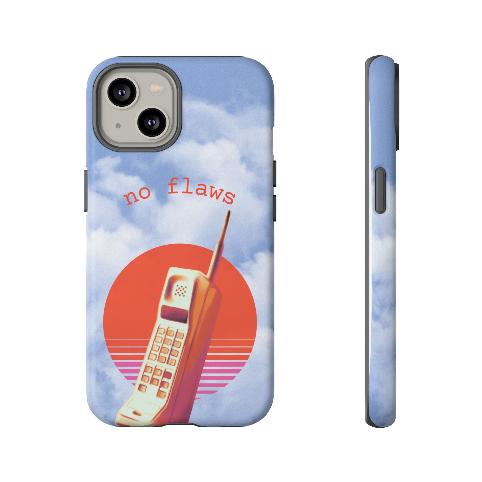 Retro “No Flaws” Phone Tough Case — Vintage 90s Aesthetic Protective Phone Case