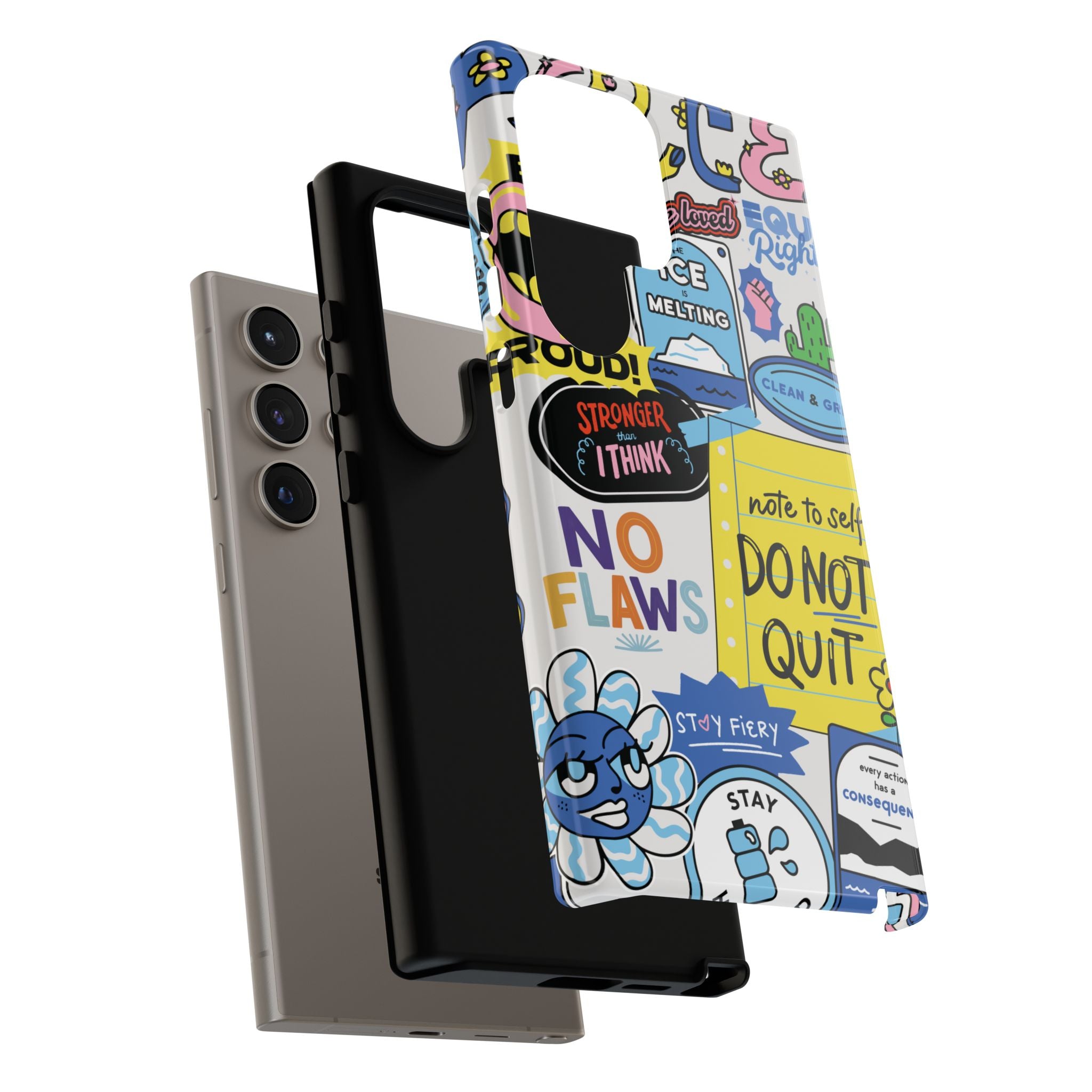 Sticker Collage Phone Case — Motivational "Do Not Quit" Protective Cover