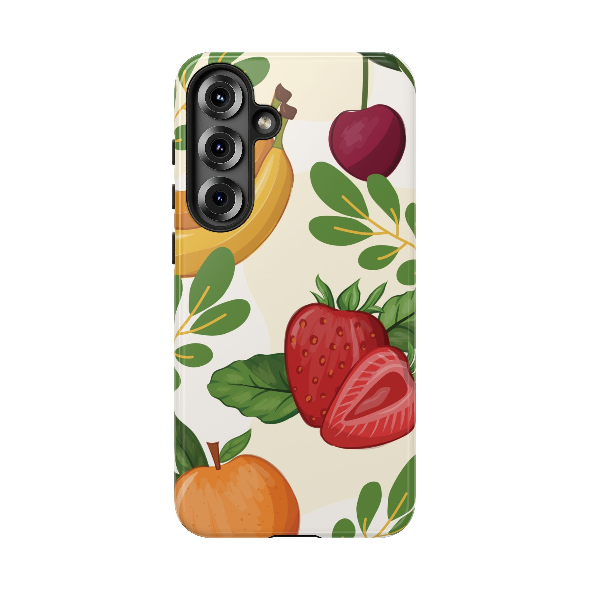 Fruit Pattern Tough Case — Floral Strawberry & Banana Phone Cover