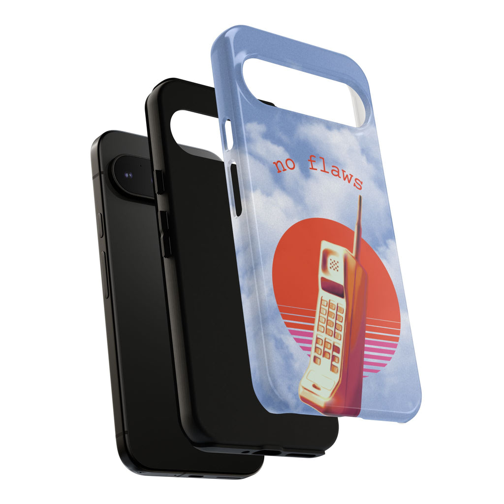 Retro “No Flaws” Phone Tough Case — Vintage 90s Aesthetic Protective Phone Case