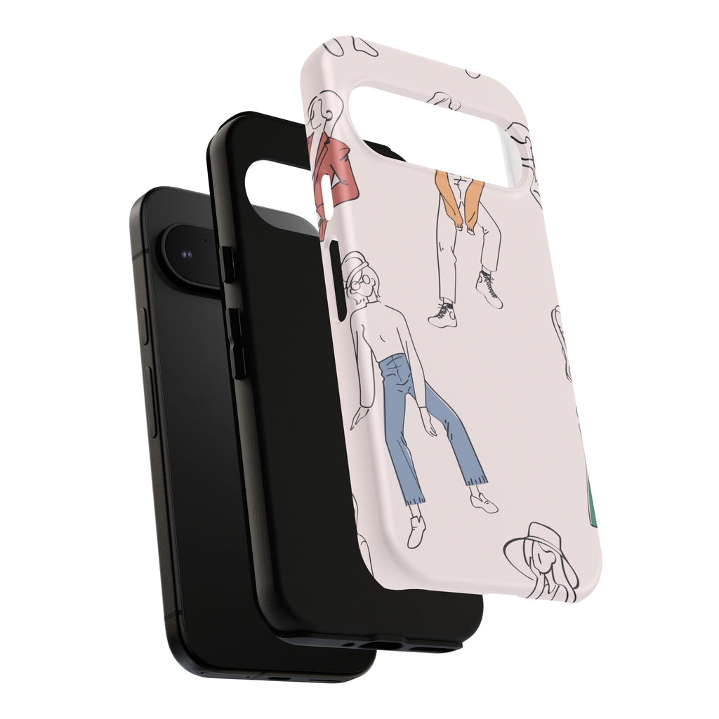 Dancing Women Pattern Phone Case — Chic Pastel Protective Phone Cover