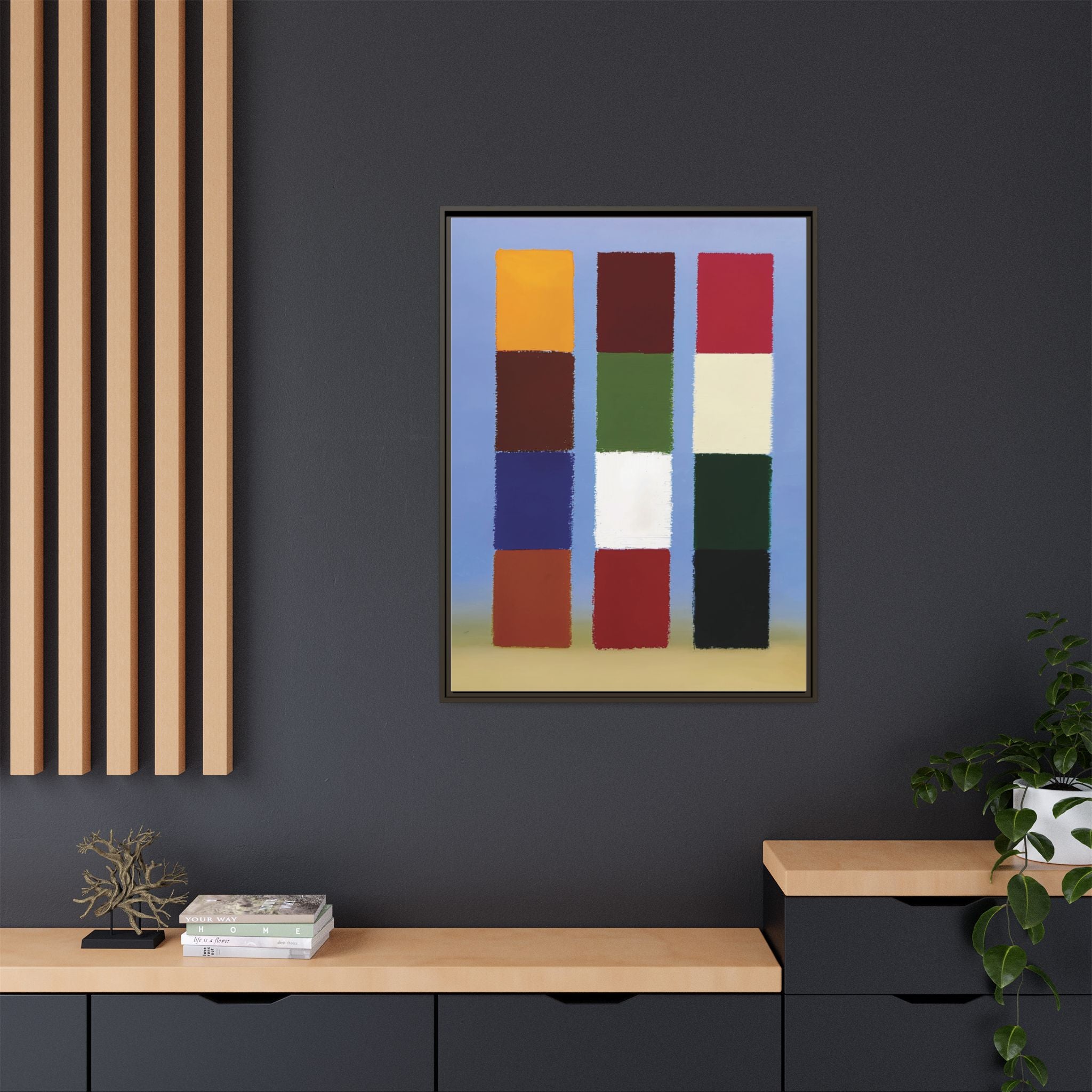 Framed Matte Canvas - Abstract Color Block Wall Art