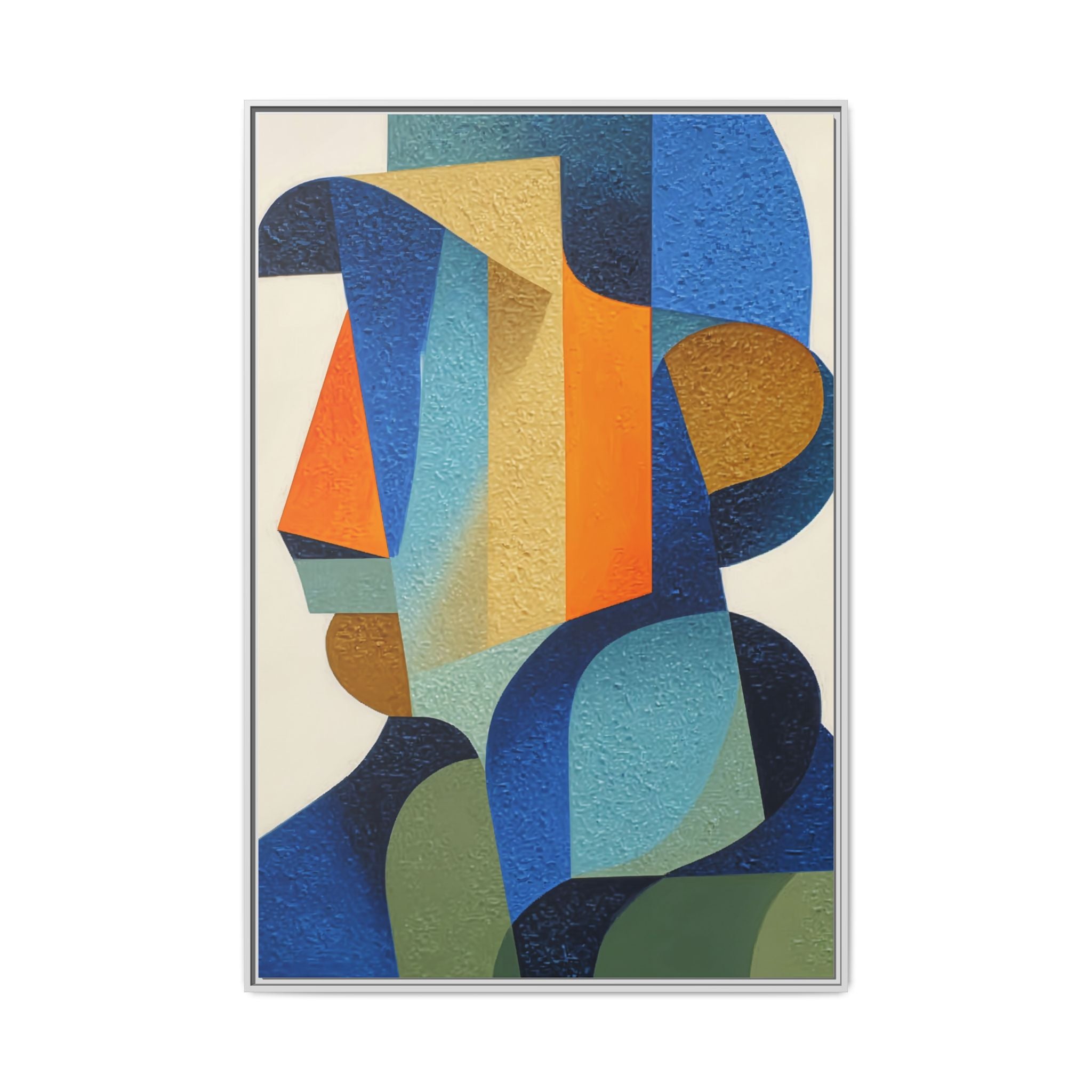 Abstract Geometric Portrait Matte Canvas Framed Wall Art