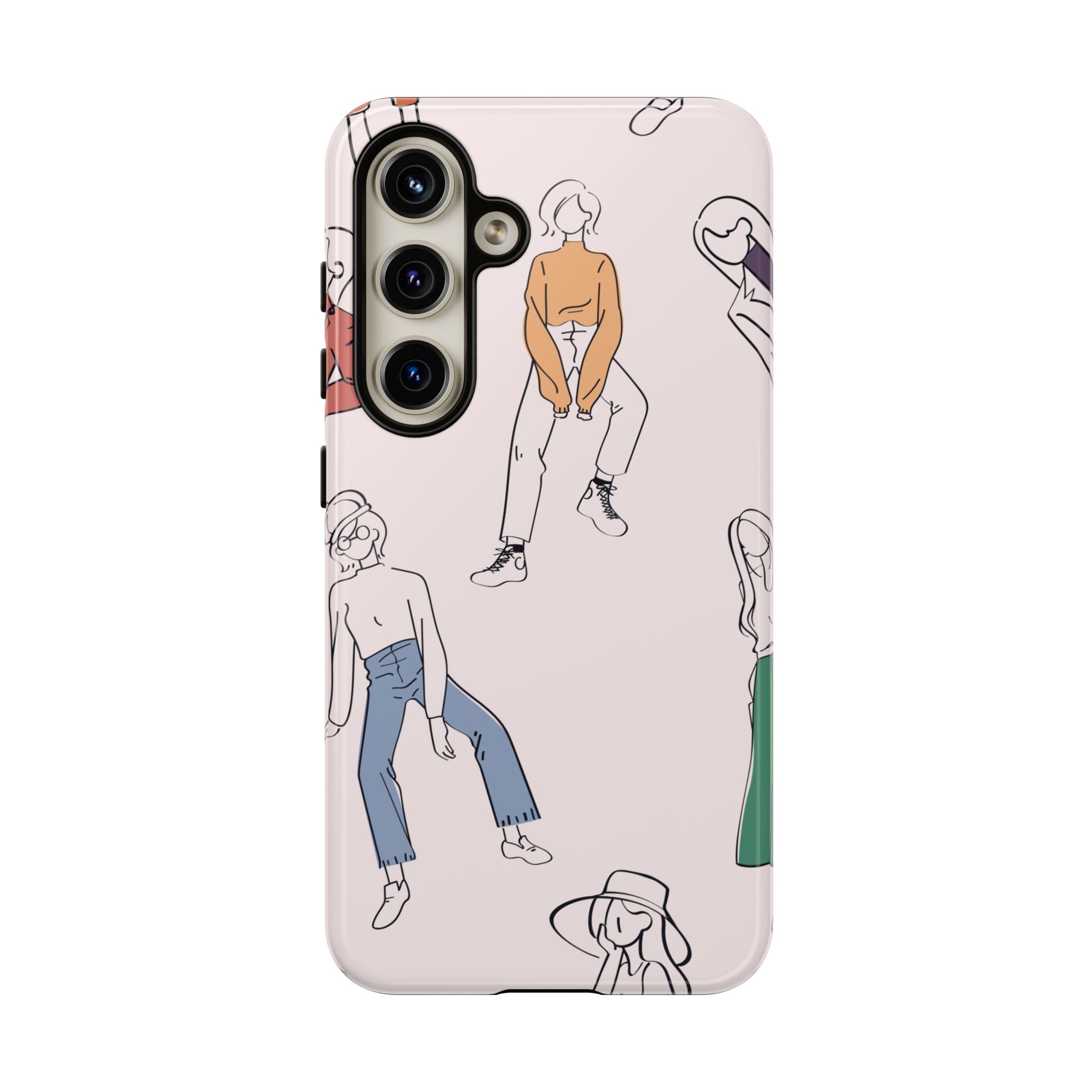 Dancing Women Pattern Phone Case — Chic Pastel Protective Phone Cover