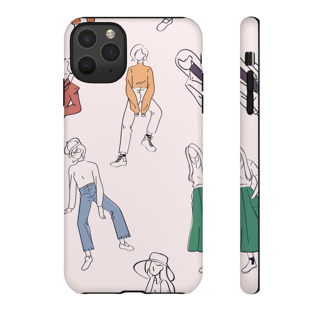 Dancing Women Pattern Phone Case — Chic Pastel Protective Phone Cover