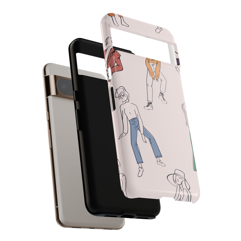 Dancing Women Pattern Phone Case — Chic Pastel Protective Phone Cover