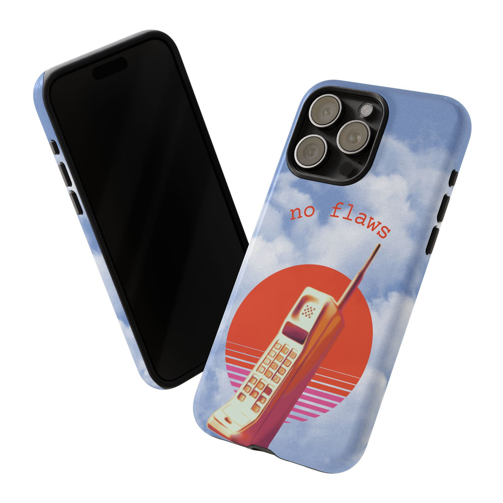Retro “No Flaws” Phone Tough Case — Vintage 90s Aesthetic Protective Phone Case