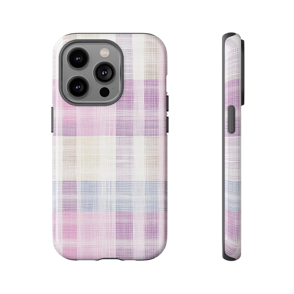 Pink Plaid Phone Case, Trendy Accessories, Birthday, Everyday Use, Tough Cases