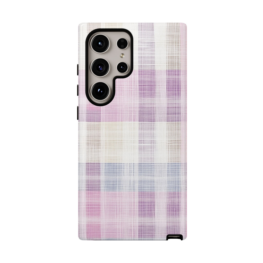Pink Plaid Phone Case, Trendy Accessories, Birthday, Everyday Use, Tough Cases